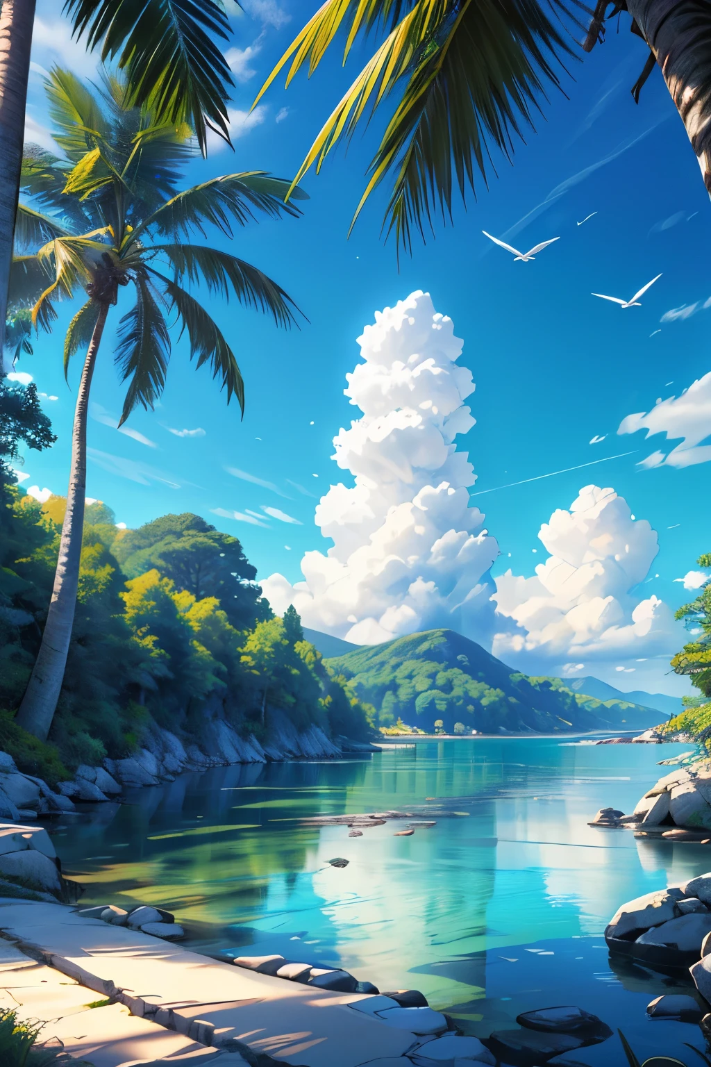 (best quality,4k,8k,highres,masterpiece:1.2),ultra-detailed,(realistic,photorealistic,photo-realistic:1.37),landscape,seascape,natural beauty,serene atmosphere,calm waves,glistening ocean,glorious summer,sandy beach,sun-kissed horizon,blissful tranquility,majestic cliffs,swaying palm trees,clear blue sky,gentle breeze,endless horizon,splendid sunlight,breathtaking colors,vibrant hues,harmonious composition,soft reflections,ethereal ambiance,peaceful escape,warm sunlight illuminating the scenery,sparkling water,secluded paradise,enchanting shoreline,distant sailboats,seagulls soaring in the sky,invigorating scent of saltwater,pure serenity,secluded cove,azure waters,pristine beauty,unspoiled nature,captivating view,scenic wonder,natural oasis,dreamlike paradise.
