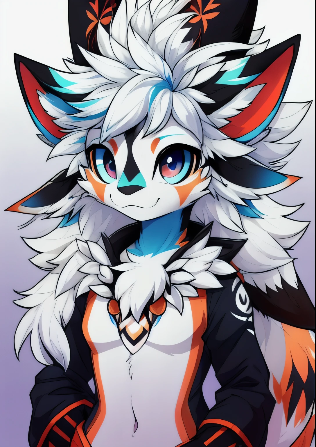Blue fur,Kizi,short detailed hair,Smoking a cigarette,Semi-slip tunic,Slightly short hair,Slightly wrinkled eyebrows