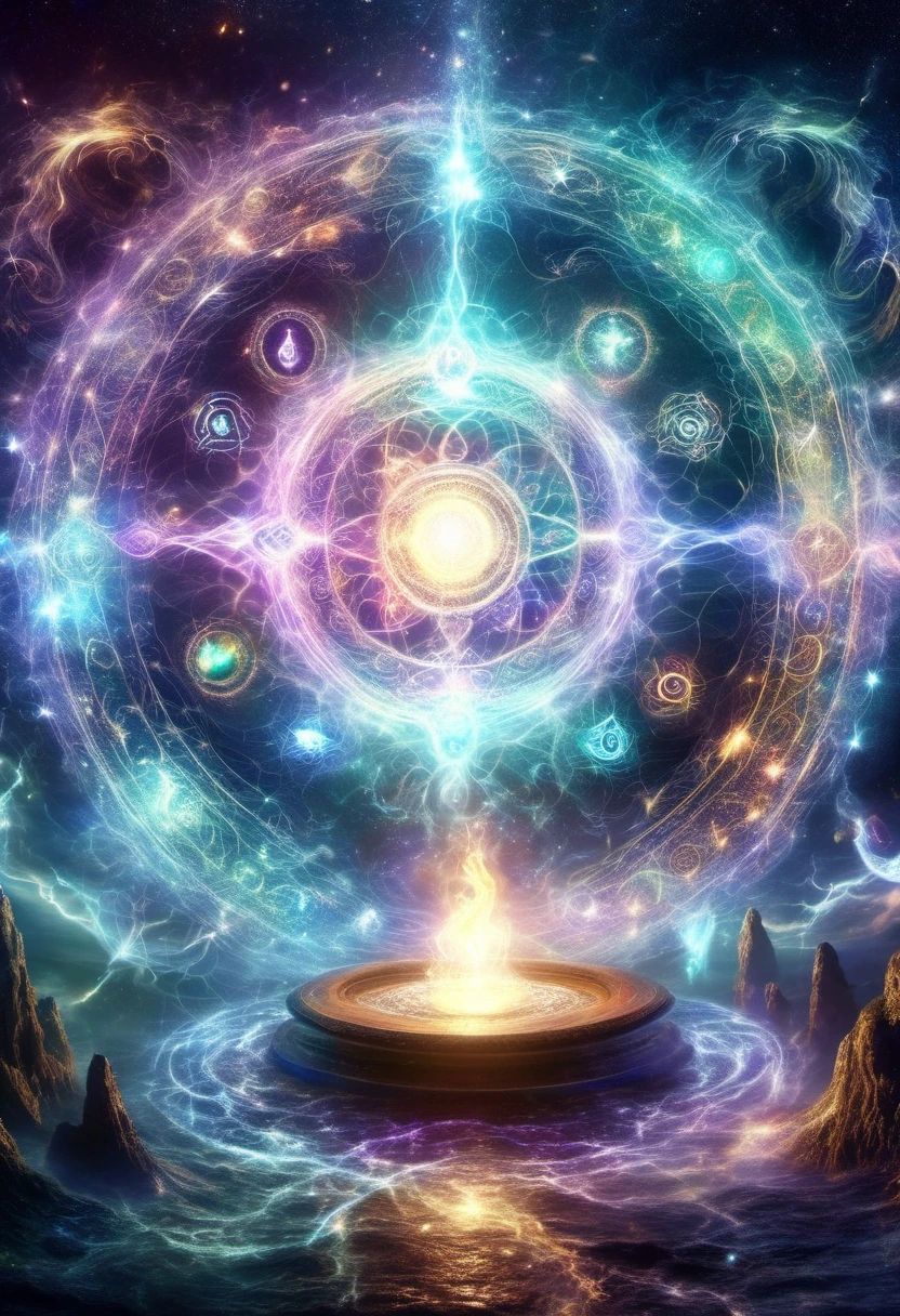 a magical glowing circle,shimmering lights,glowing symbols,sorcerer,spell casting,candles burning,cloaked figure,arcane rituals,ancient manuscripts,mythical creatures,ethereal atmosphere,mysterious energy,magical incantations,enchanting melodies,supernatural powers,dimensions merging,otherworldly beings,portal to another realm,transformation,magical artifacts,unleashing magic with a wave of the hand,illusions,iridescent colors,mind-bending illusions,transcendent experience,unearthly whispers,celestial harmony,cosmic balance,harmonious energy flow,divine intervention,unleashing hidden potential,source of infinite power,mystical vibrations,pure magic,luminous enchantment,cosmic spellbinding,lustrous radiant glow,spectacular display of mysticism,awe-inspiring wonders