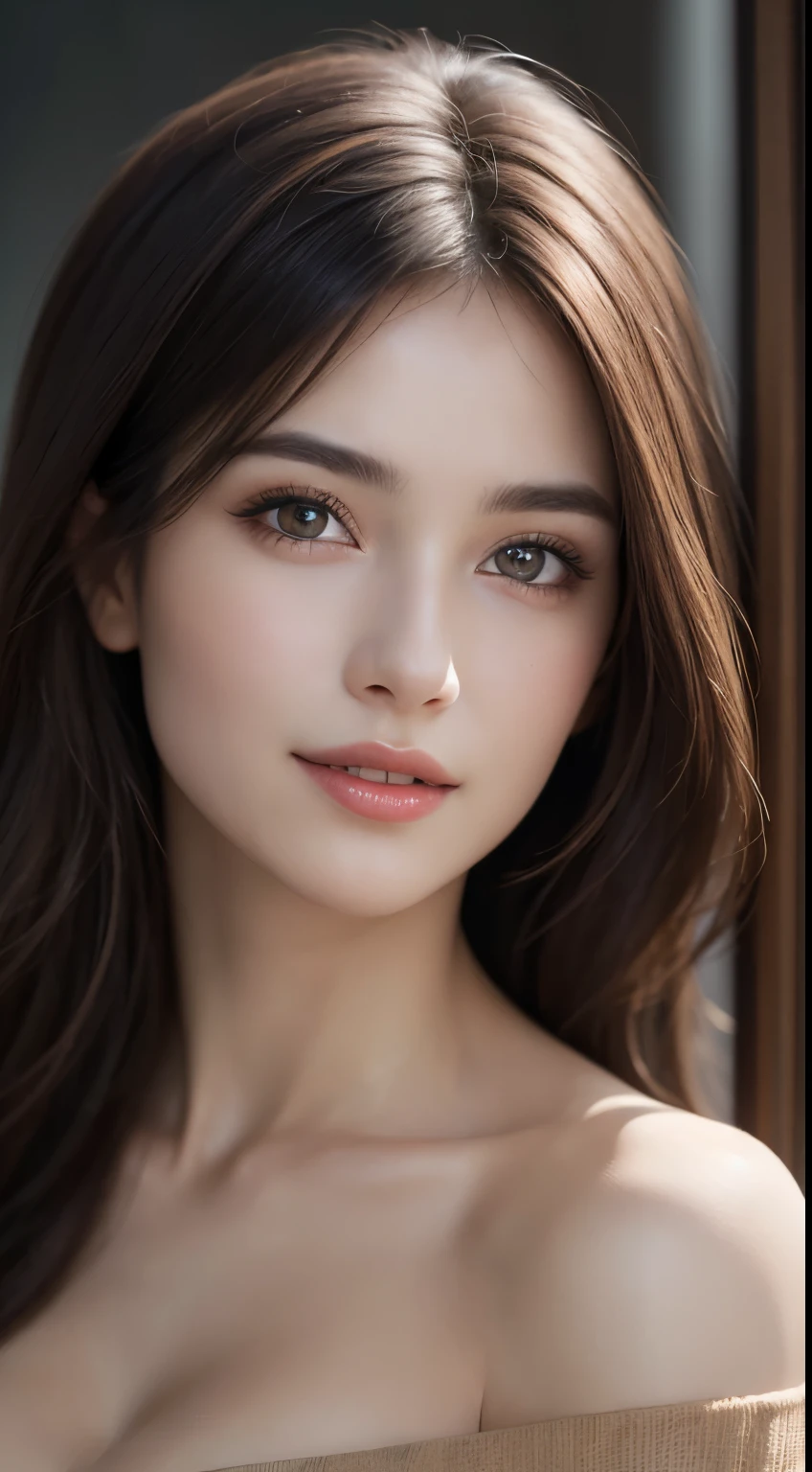 1woman, (Ultra realistic, high res), (highly detailed eyes, highly detailed hair, highly detailed face, highly detailed plump lips), (off shoulder with open breasts), breasts, upper body, caute smile, gold hair, (best quality:1.4), Raw photo, (realistic, photo-realistic:1.37), professional photography, cinematic light, (fine face: 1.2),