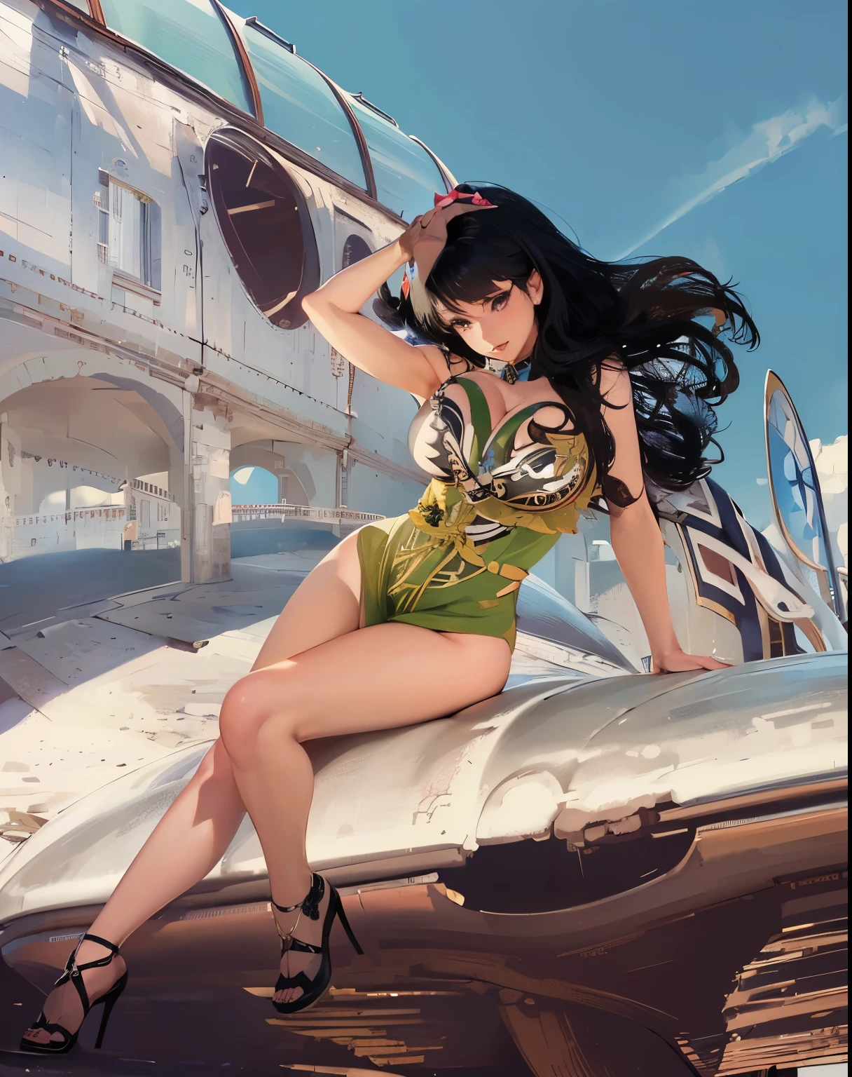 (masutepiece:1.5), the Extremely Detailed CG Unity 8K Wallpapers,(Realistic,Photorealsitic,hyper realisitic:1.5),(Curve,Model,glamor:1.5),Beautiful breasts,Farbe_aberration,beautiful detailed shadow,Beautiful eyes,Beautiful body,Beautiful skin,beautifull hands,(Large breasts:1.5),(large_breasts:1.5),
Anime girl in green dress sitting on bed, Elf Girl, Seductive Anime Girl, in dress, alluring elf princess knight, Cute anime waifu in a nice dress, elf princess, beautiful alluring anime woman, 2. 5 d cgi anime fantasy artwork, elf queen, Very detailed ArtGerm, Detailed Digital Anime Art,(Sword Art Online),(fronds:1.5),