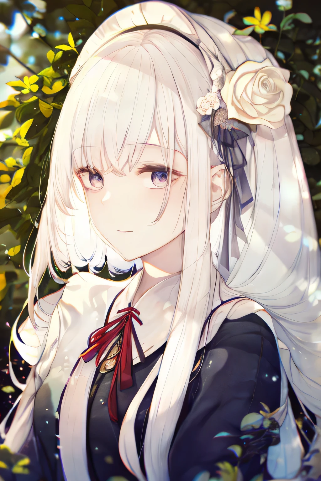 white long hair pale pigment lady