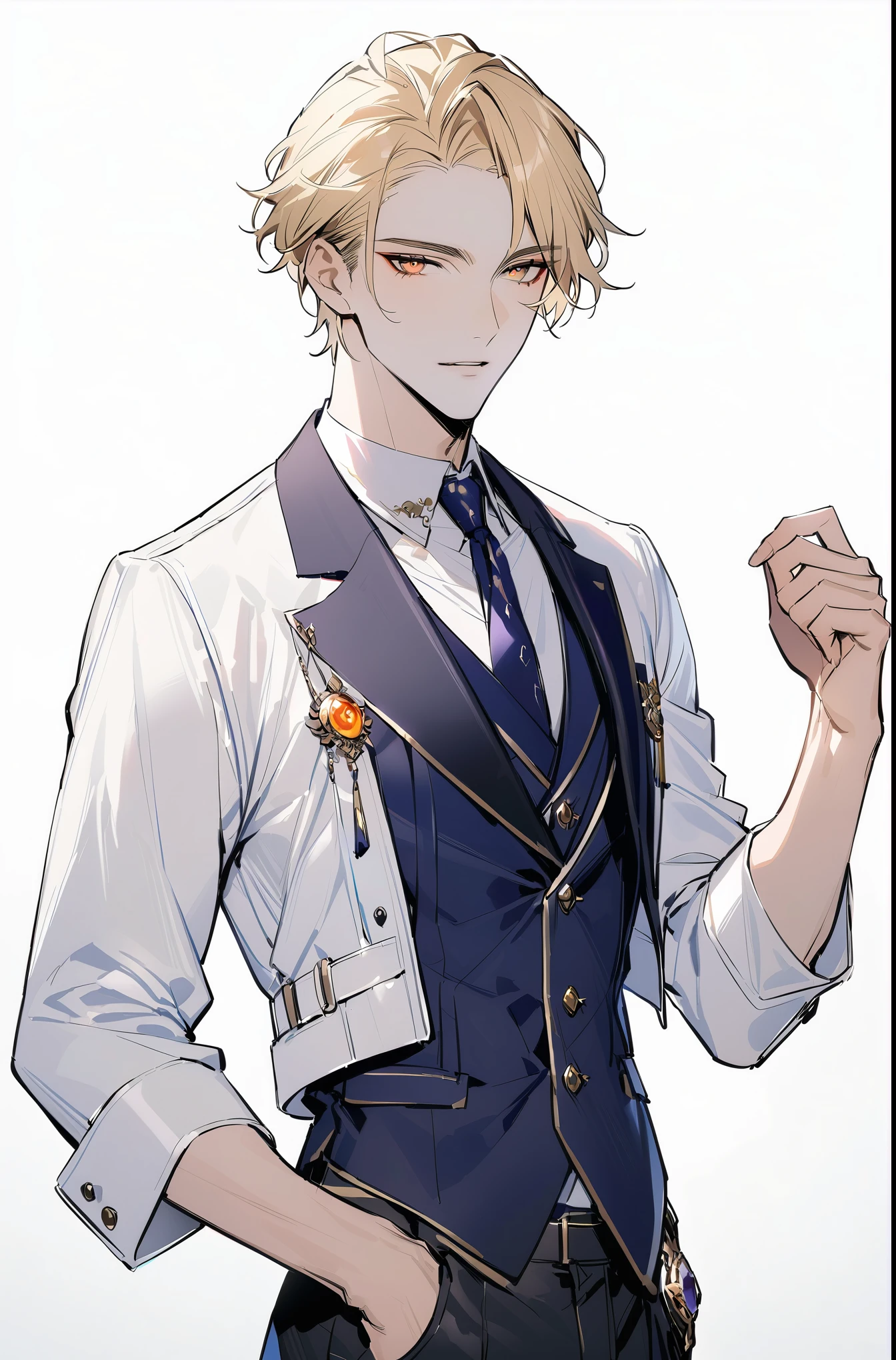 一个现代handsome哥,25-year-old man,blond,brown eyes,short hair,No bangs,Show forehead,middle parted hair,young man,dynamic hair,delicate face,Bright Eyes,jewel eyes, Extremely detailed eyes, Handsome,handsome,White skin,Single photo,Upper body photo from thighs up,handsome哥,handsome face,masterpiece,high-definition,Masterpiece,sense of fragmentation,A beautiful man,exquisite eyes,Delicately sculpted hair,Rich in details,standing in front of a white background,handsome哥,juvenile,blond,short hair,handsome face,Handsome,handsome,超级handsome哥,White skin,fair complexion,handsome哥,handsome face,Beautiful face,cold expression,reflective hair,Shiny hair,现代都市handsome哥,Modern clothes,fashionable attire,casual jacket,trend,Handsome,upright,stand,front,gentle,Look straight ahead,eye level,Wearing a white coat,black pants,doctor,Positive face,front,away from camera,whole body,High cold temperament,Shoulder level,Positive face直面镜头,(whole body照片),whole body,Vision