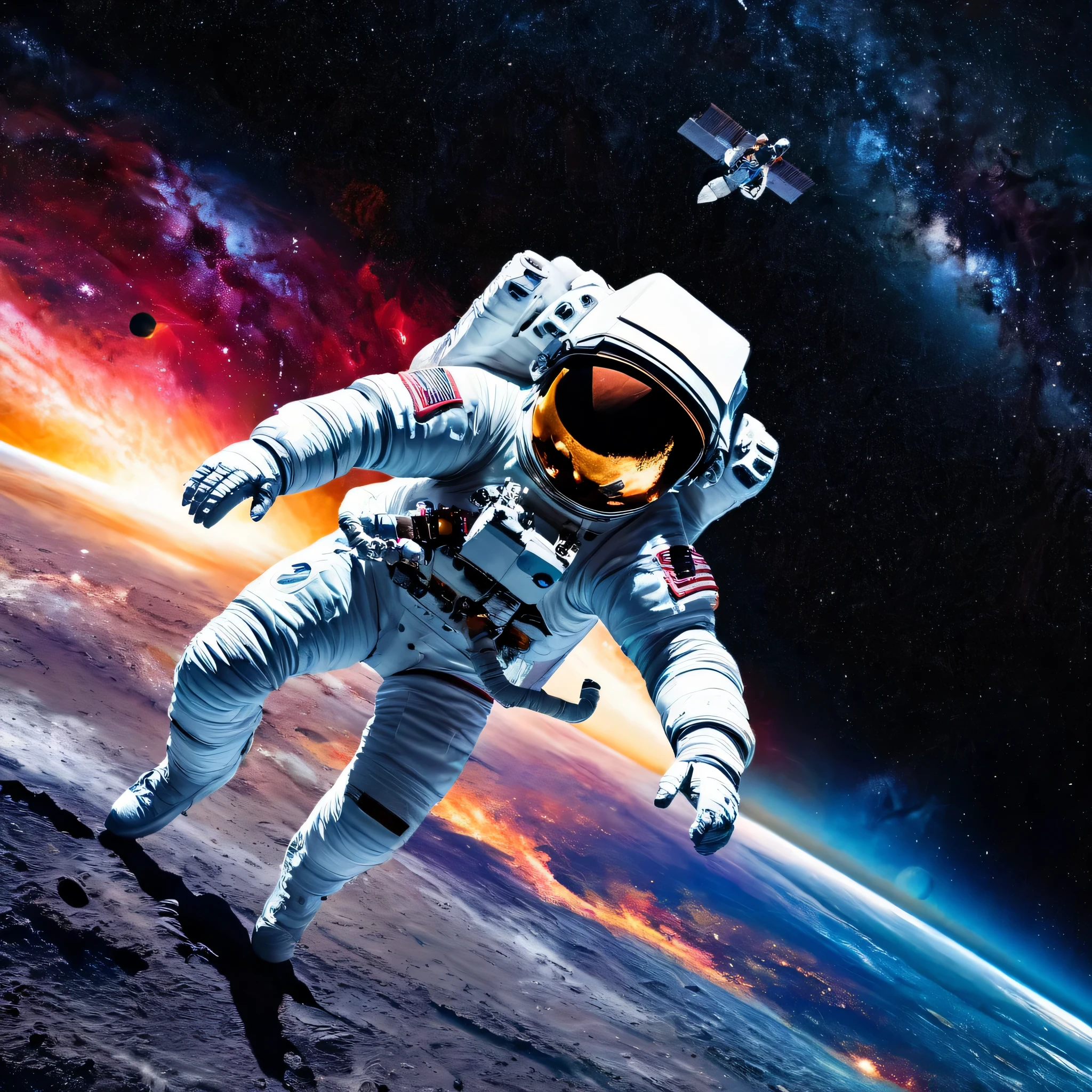 Spaceman in space, Galaxy, space, stars, plannets