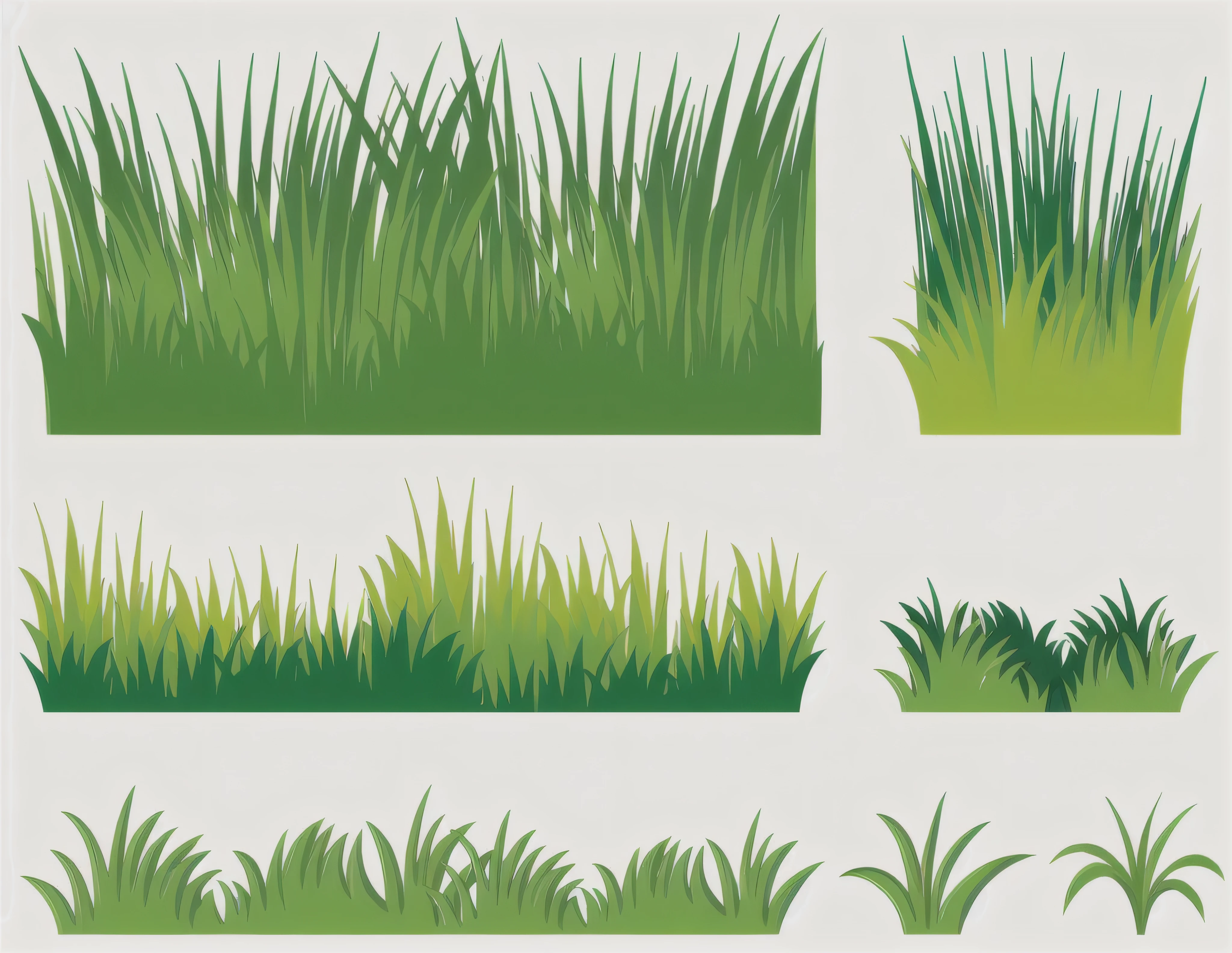 a set of four different types of grass, grassy, plants and grass, grass, grass - like, long thick grass, weeds and grass, grass and weeds, the grass, overgrown grass, detailed grass, grass texture material, green grass, grass landscape, grassland, realistic grass, overgrowth of grass, long grass, lush grass, grass texture