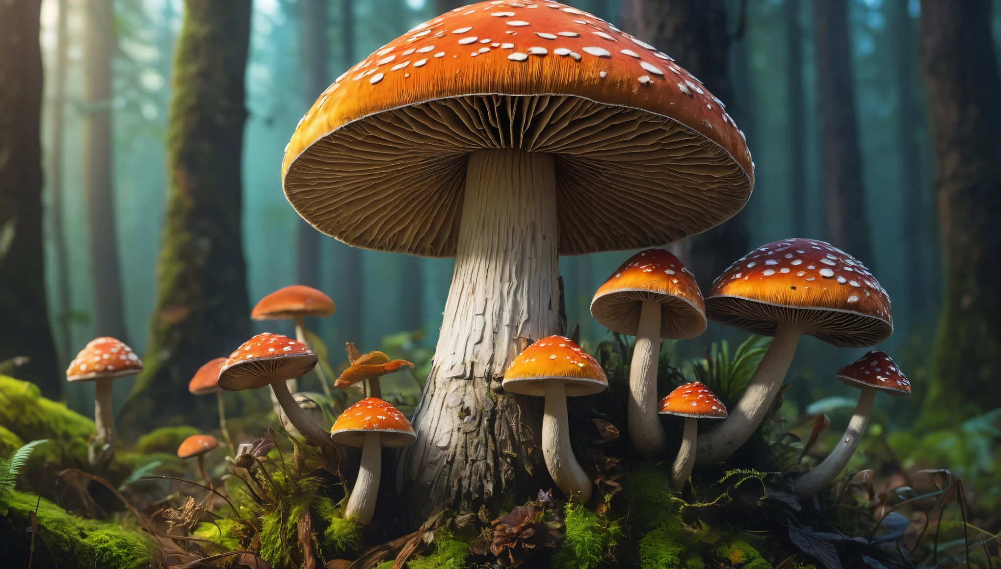 Create imaginative and amazing images demonstrating the style of ((Mushroomcore)), hyper realistic, 8k, vibrant colors, sharp crisp image
