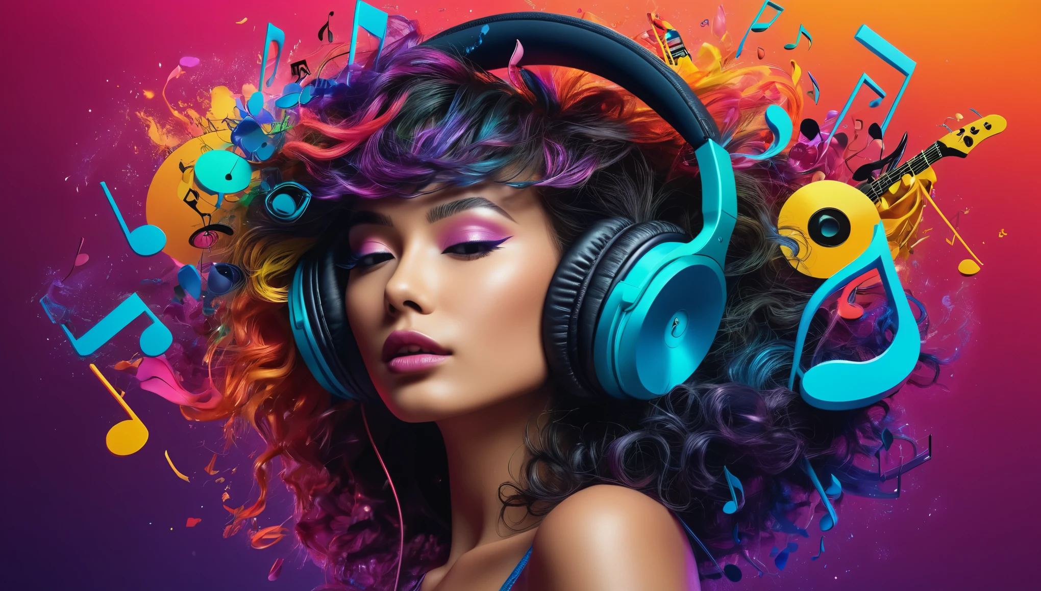 Create imaginative and amazing images demonstrating the style of ((Music)), hyper realistic, 8k, vibrant colors, sharp crisp image