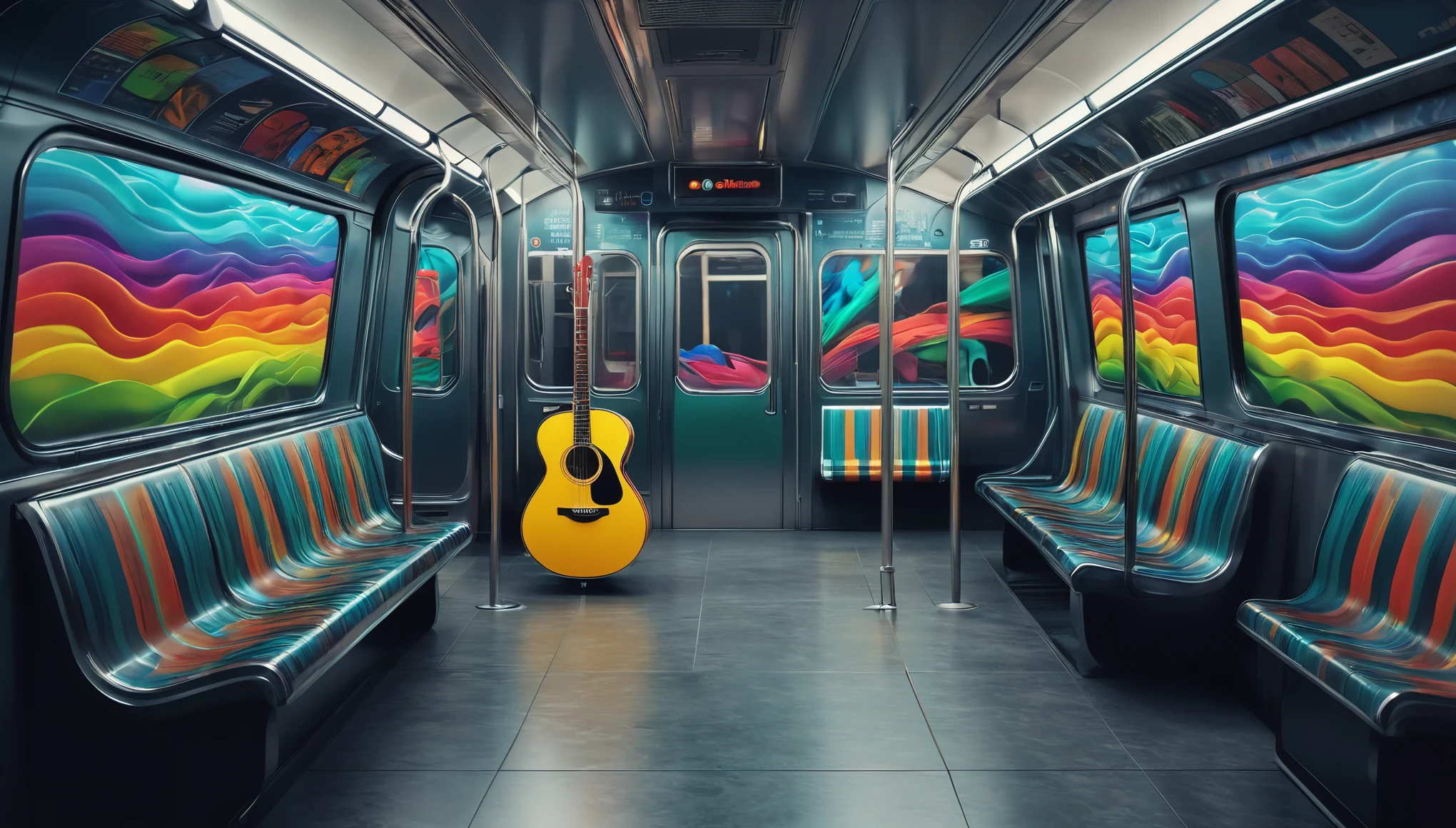 Create imaginative and amazing images demonstrating the style of ((Musica metro)), hyper realistic, 8k, vibrant colors, sharp crisp image