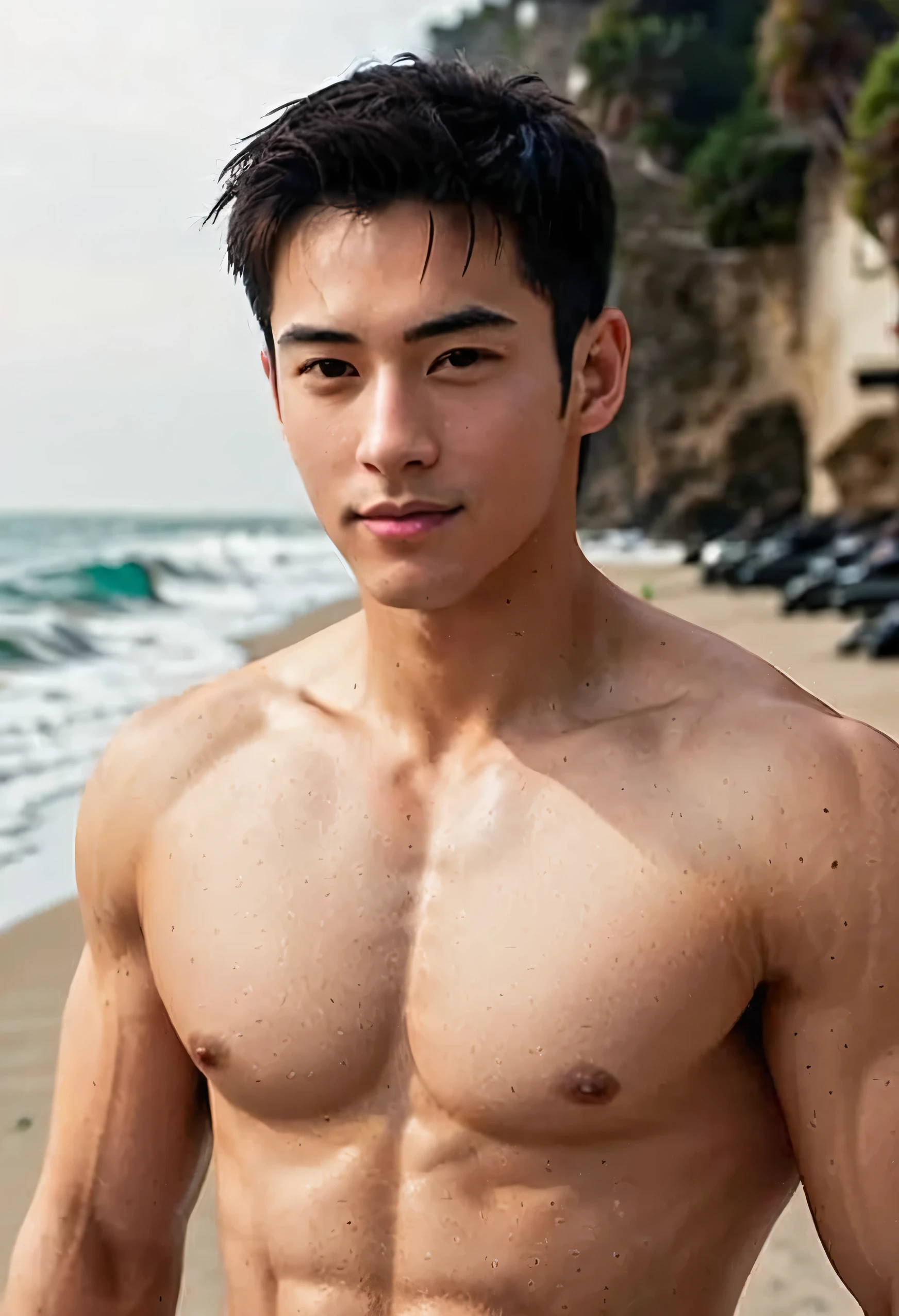 1man,A handsome 20-year-old man.,toned physique,Sharply defined,Exercise well,Protruding muscles,Full muscles,Healthy skin,Confident posture,On the Beach,Full Body Esbian,Gentlesoftlighting lighting,master-piece,Best qualtiy,8K UHD,Digital DSLR Camera,grain film,Fujifilm XT3, the art of realistic drawing,Written by Midjourney and Greg Rutkowski, super detasiled face