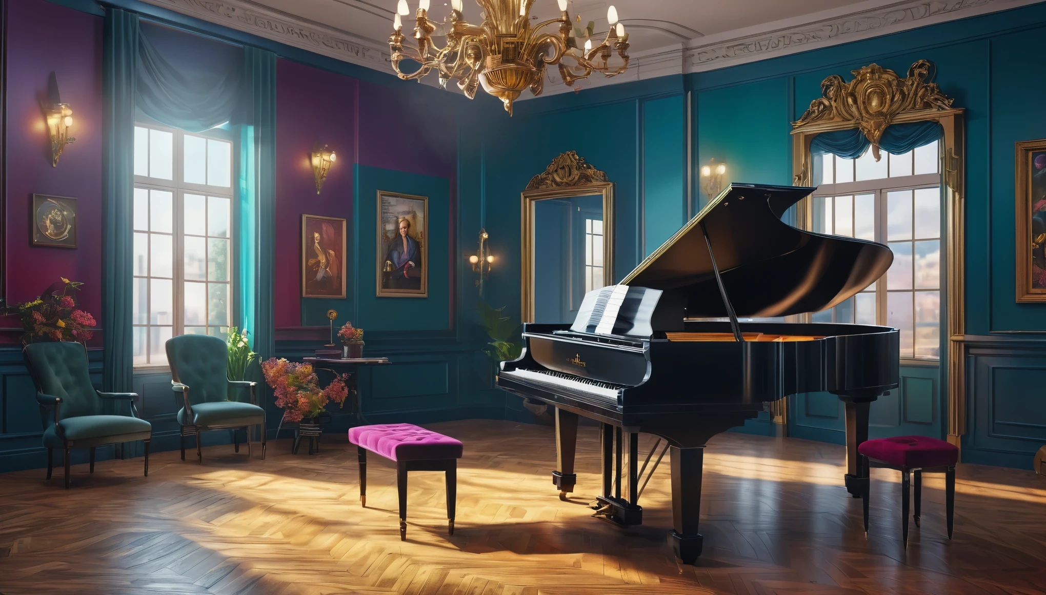 Create imaginative and amazing images demonstrating the style of ((Musical Academia)), hyper realistic, 8k, vibrant colors, sharp crisp image