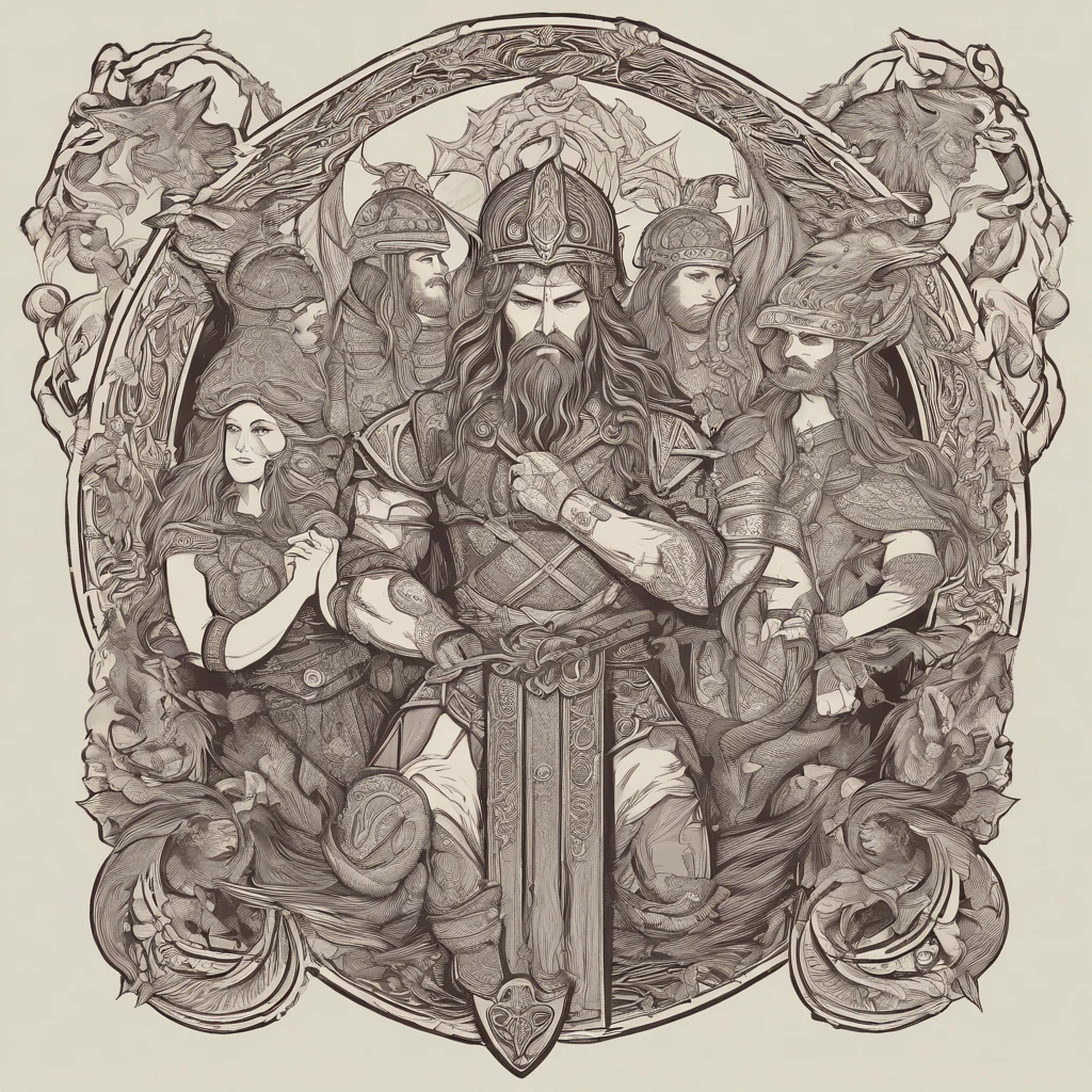 beautiful detailed faces, hairstyles, intense expressions, brave warriors, strong muscles, fierce battles, ancient weapons, shields and swords, intricate armor, Nordic mythology, Viking ships sailing on rough seas, stormy weather, dramatic sky, epic landscapes, snowy mountains, dense forests, roaring waterfalls, misty fjords, mystical runes, Odin and other Norse gods, Valhalla, dragon-headed longships, menacing Viking warlords, courageous shield maidens, Viking society and customs, raids and pillaging, burning villages, looting treasures, ancient runes and symbols, horned Viking helmets, intricate Viking ship carvings, intricate braids and hair decorations, fearless voyages, exploration of new lands, Viking longhouses and settlements, mead halls and feasting, rich Viking craftsmanship, intricate metalwork and jewelry, trading and bartering, Viking culture and traditions, Viking burial ceremonies, bonfires and celebrations, dramatic sunsets and sunrises, powerful storms and thunder, Northern Lights dancing in the sky, shield walls and battles formations, honor and glory-seeking, bloody axes and spears, fearsome sea monsters, fierce loyalty and camaraderie, mythological creatures and beasts, sagas and epic tales, the spirit of adventure and discovery, vivid colors and contrast, realistic textures and materials, professional-grade artwork, high-resolution masterpiece:1.2, photorealistic rendering, dramatic lighting.
