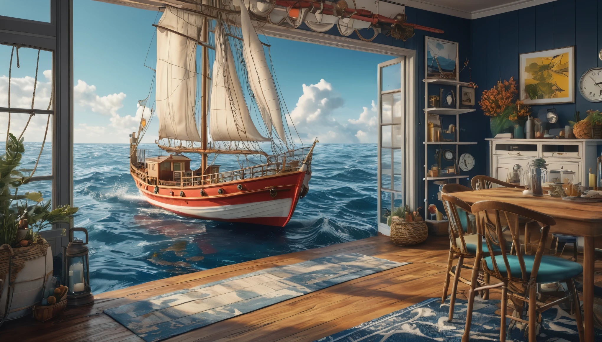 Create imaginative and amazing images demonstrating the style of ((Nautical)), hyper realistic, 8k, vibrant colors, sharp crisp image