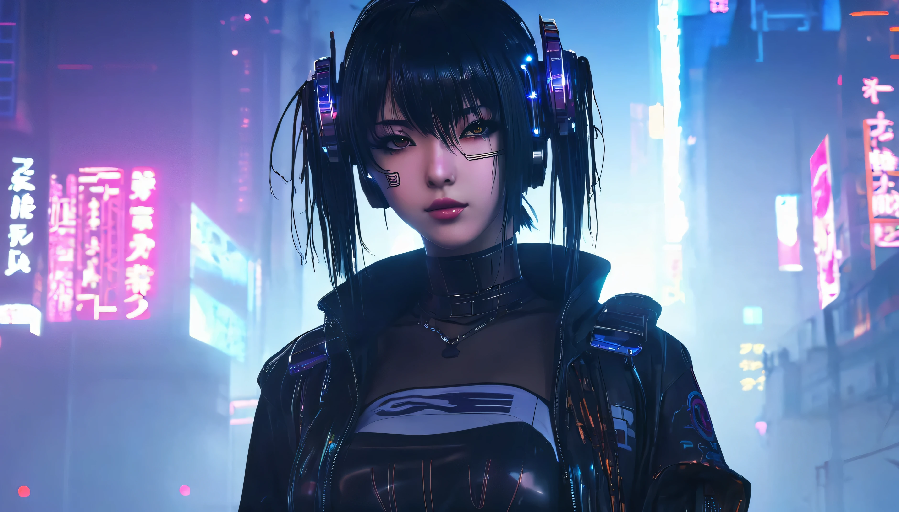 Backlight,cyber punk,beautiful girl,anime,foggy