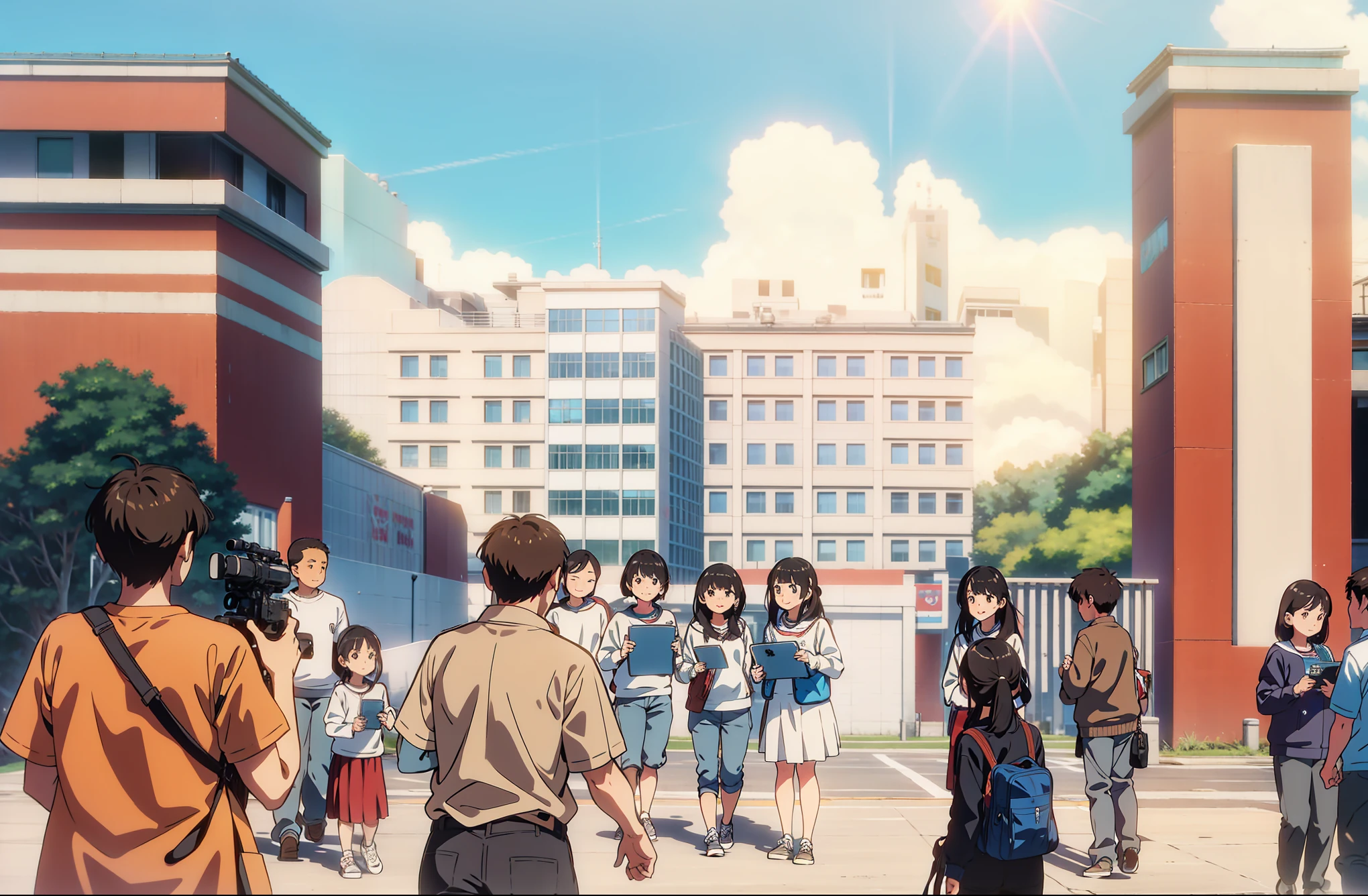 University campus,blue sky,dazzling sunshine