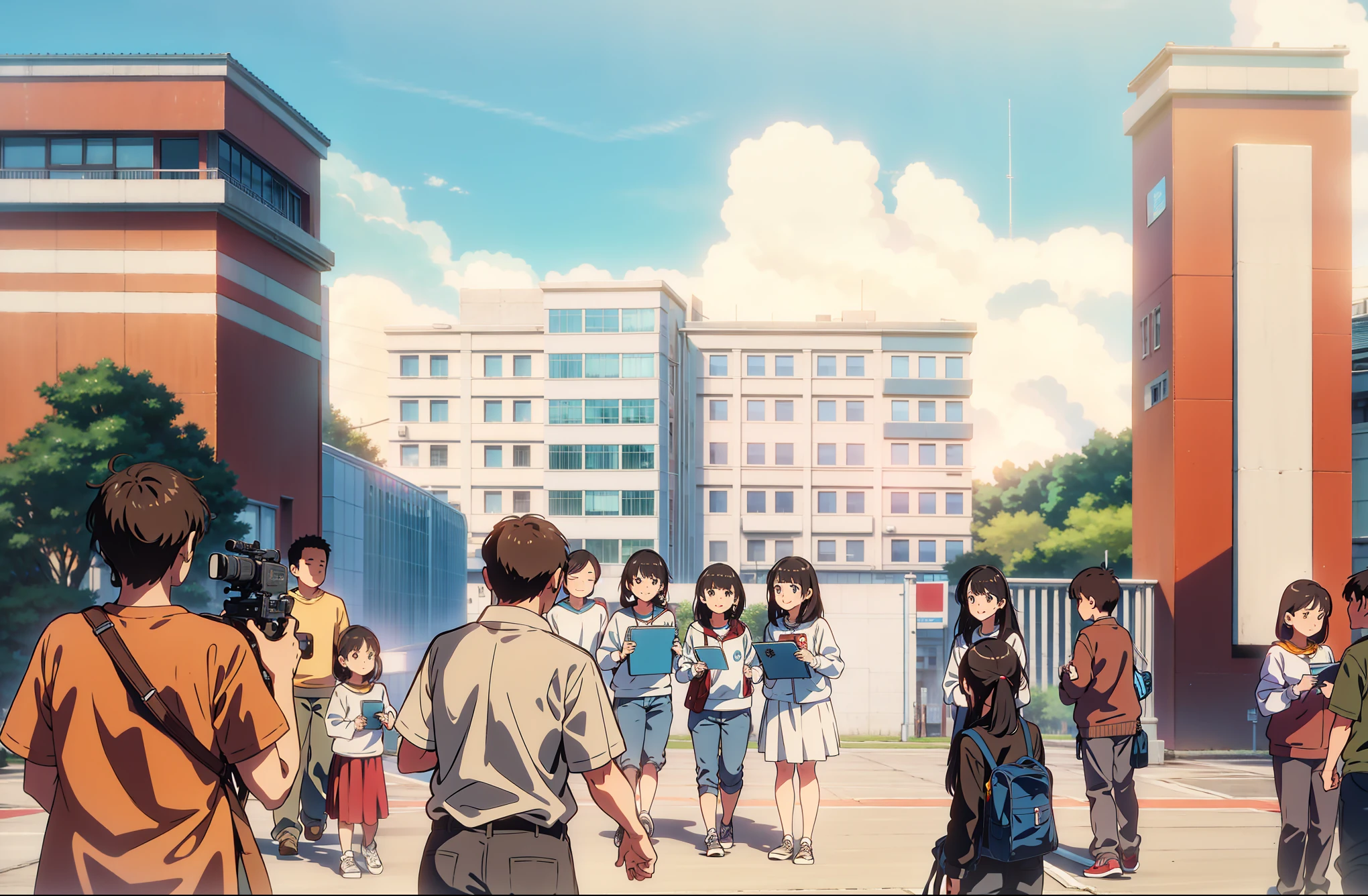 University campus,blue sky,dazzling sunshine