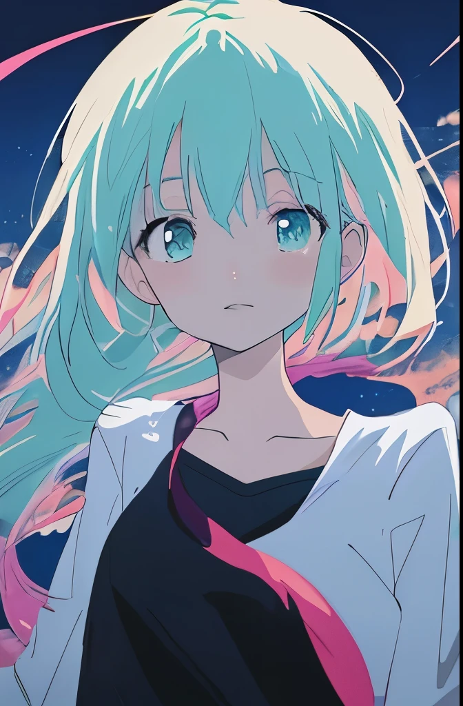 Close-up of a person with long blue hair and a dress, Nightcore, anime moe art style, anime style 4k, mikudayo, pixiv daily ranking, pixiv trending, pixiv, Rimuru, High quality anime art style, pixiv style, top rated on pixiv, anime wallpaper 4k, anime wallpaper 4k