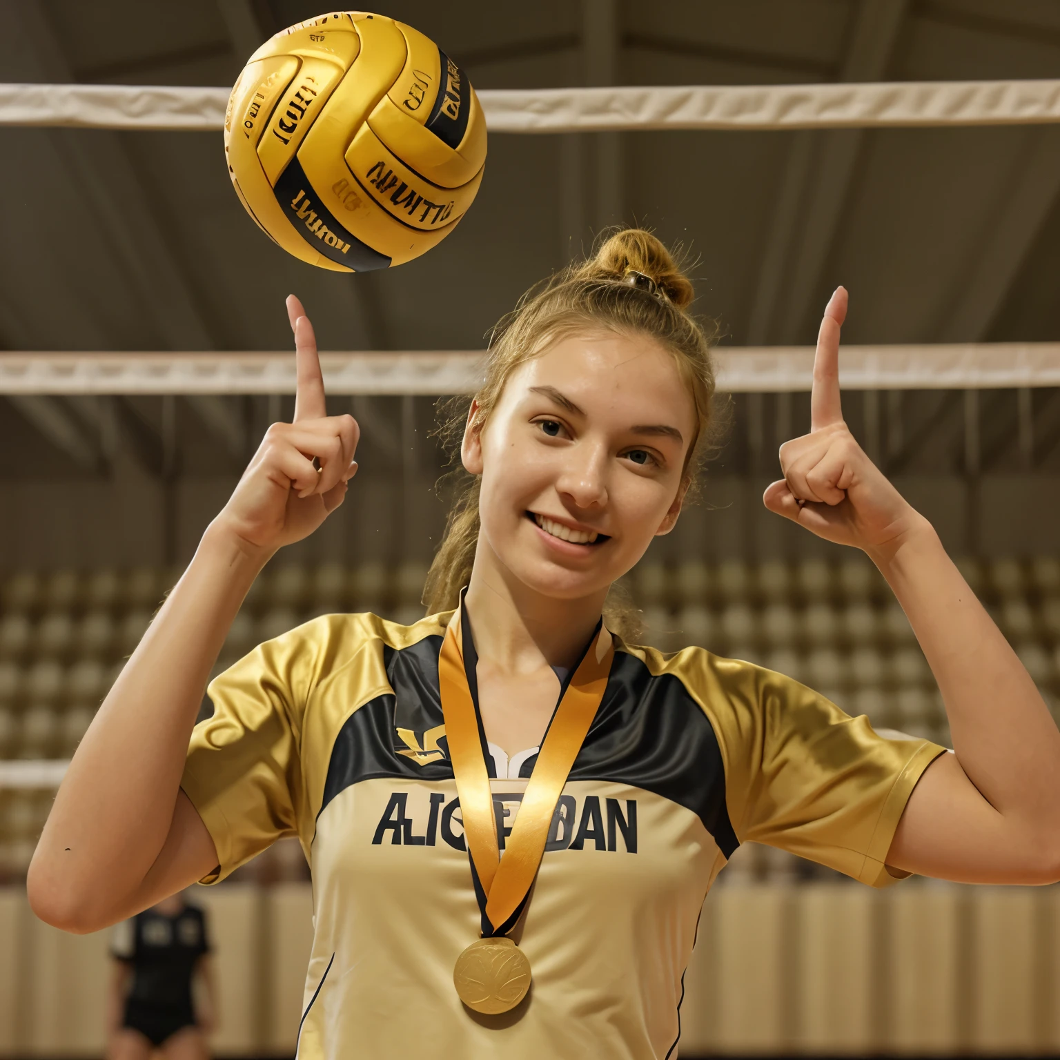 Golden volleyball medal