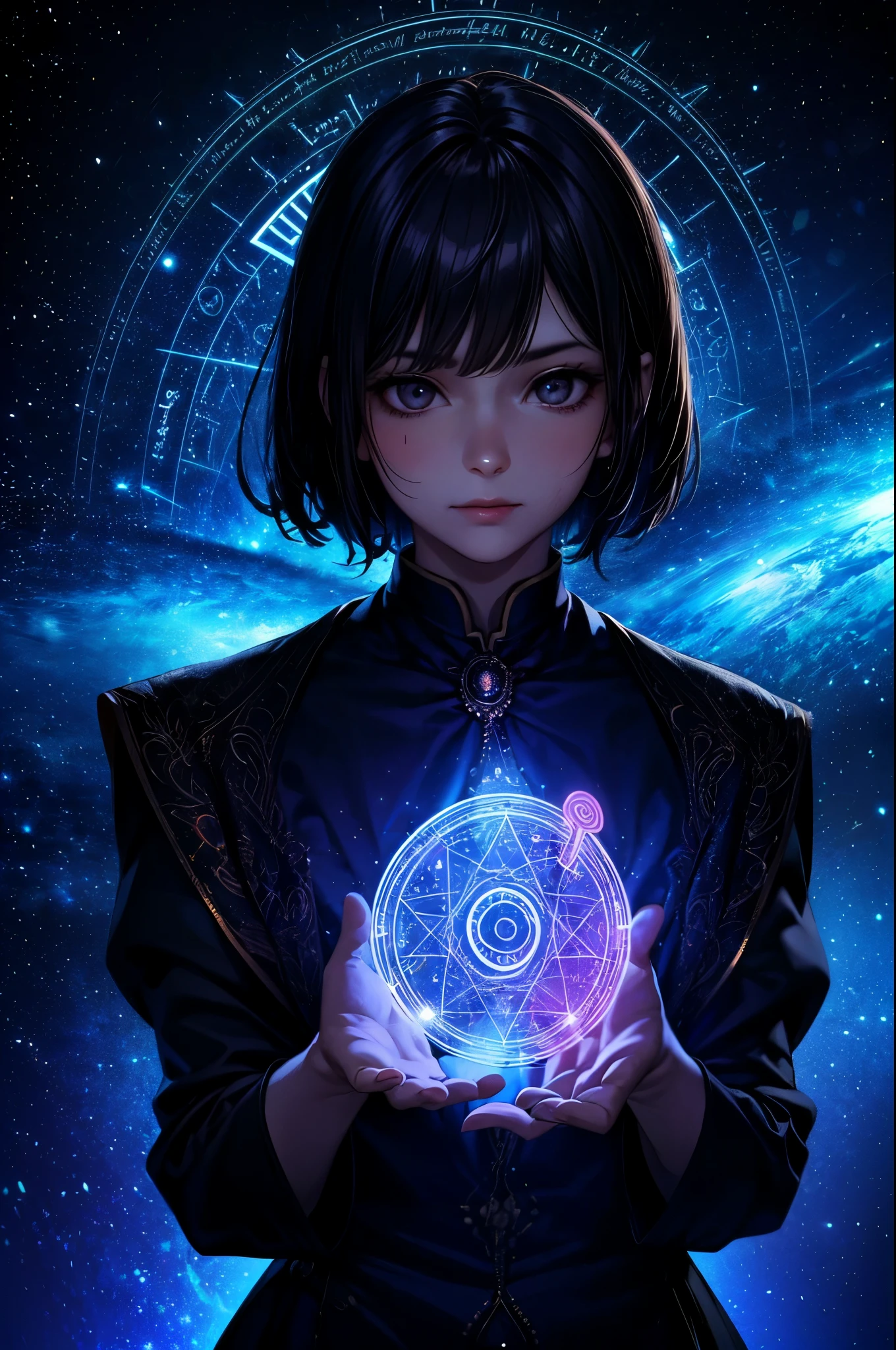 concept:This is a fantasy art work in which a magic circle emits pale light.。 quality:(最高quality, 4k, High resolution, masterpiece:1.2), Super detailed, (real, photorealistic:1.37), illumination:cinematic light, Bright colors and mesmerizing effects, 柔らかく繊細なillumination, gentle shine, Lens flare, The overall atmosphere of the scene, Subject information:A complex intertwining of spells and formulas, Creates a very beautiful pattern:1.4, The magic circle is emitting light, (Offerings offered to the magic circle:1.2), Otherworld energy, Embodiment of a spell that travels through space, Other details:ancient ruins background:1.5, Complex murals, dark color palette, Tension, blood pact, devil's ritual, black magic, space technique, twisted time and space, background bokeh, 135㎜, f/1.8, photo shoot,