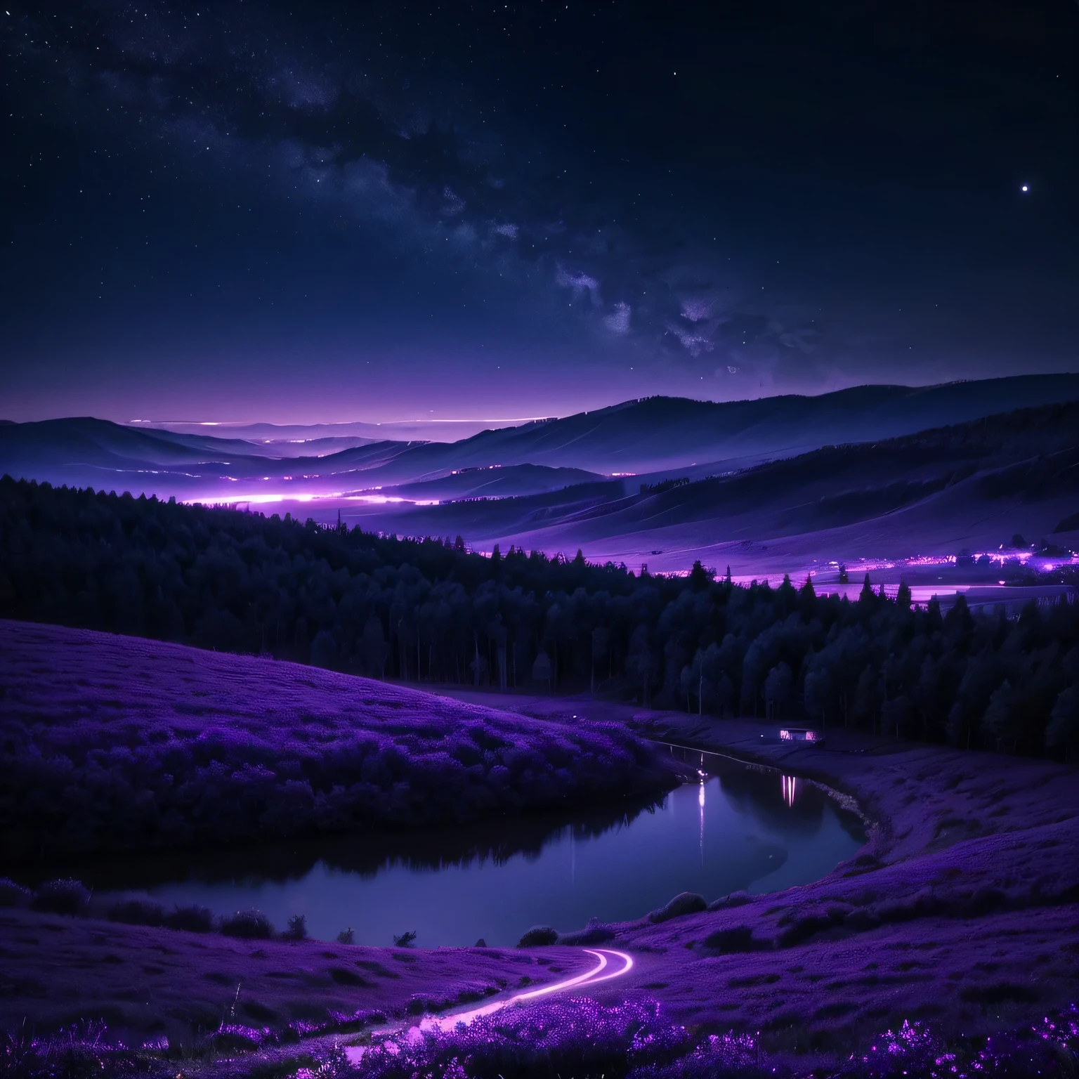 Dreamy night image, lila, Blau