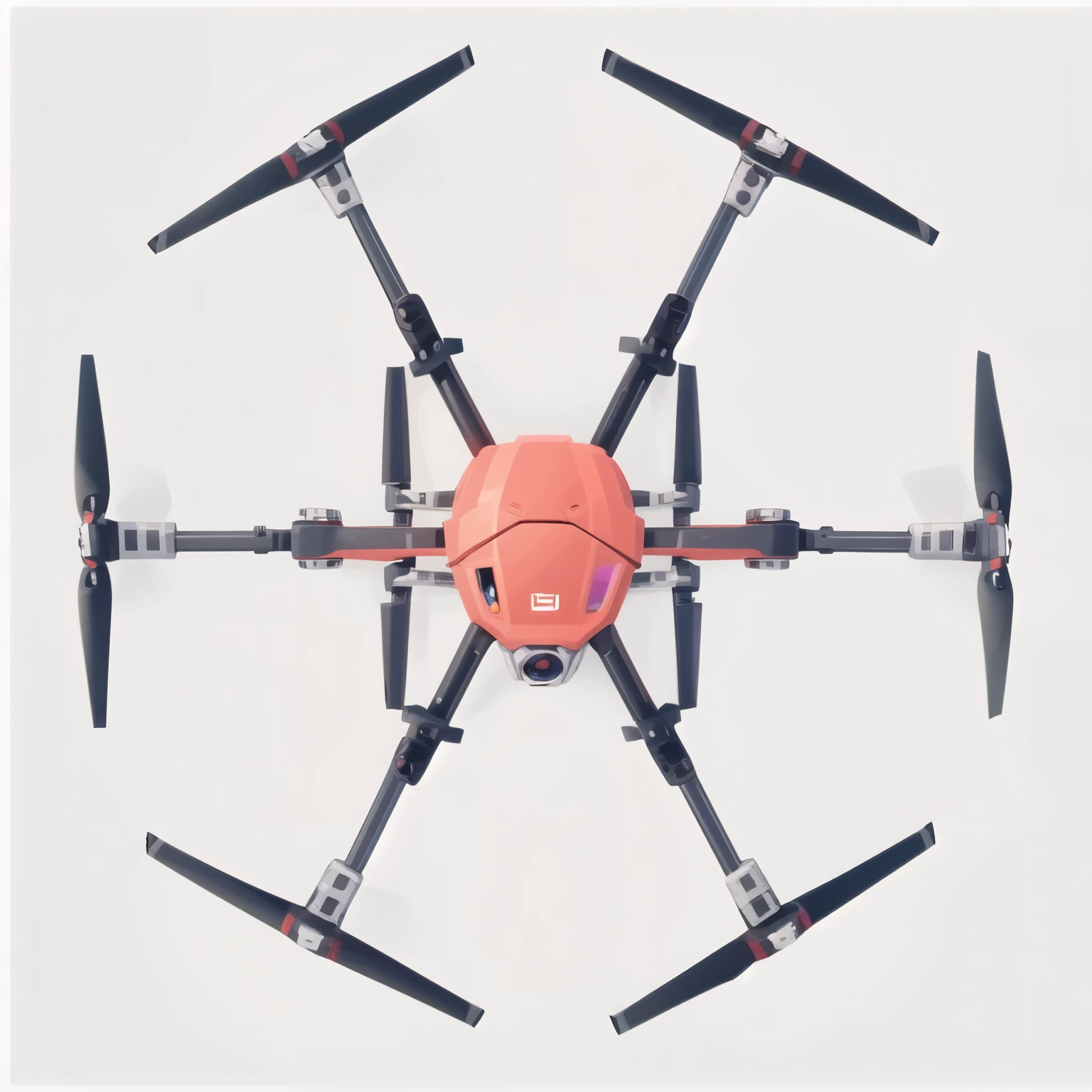 a close up of a red and black drone with propellers, dji top down view, drone, color aerial photo drone, uav, drones, drone point of view, drone perspective, aerial view top down, drone wide shot, top down extraterrestial view, deadly drone, robotic drones, drone camera angle, wide high angle view, drone view