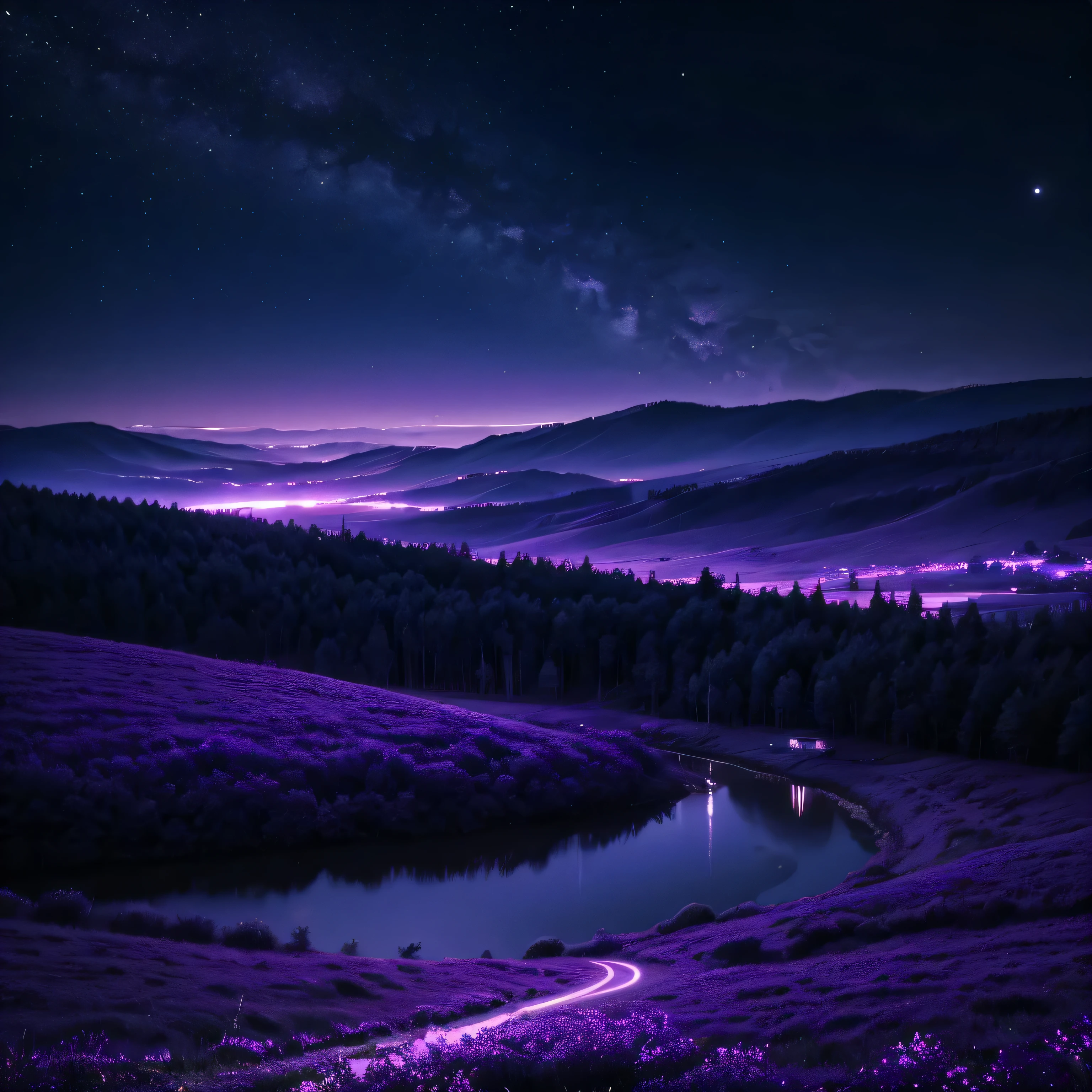 Dreamy night image, Lila, Blau