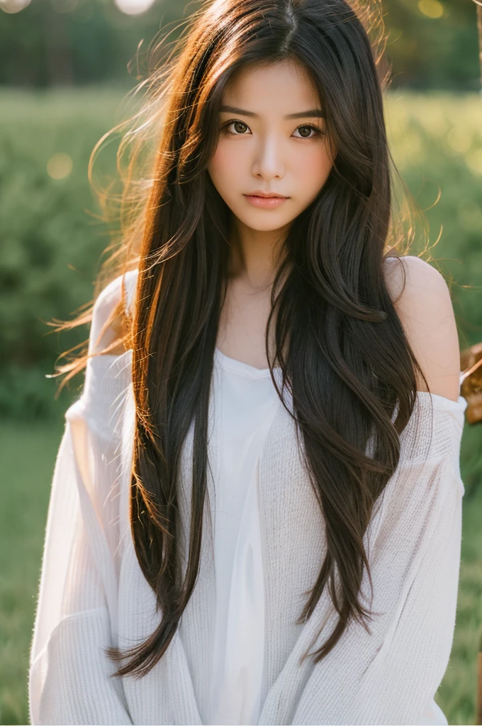 highest quality、hair blowing in the wind、long hair、melancholy look、lonely look
