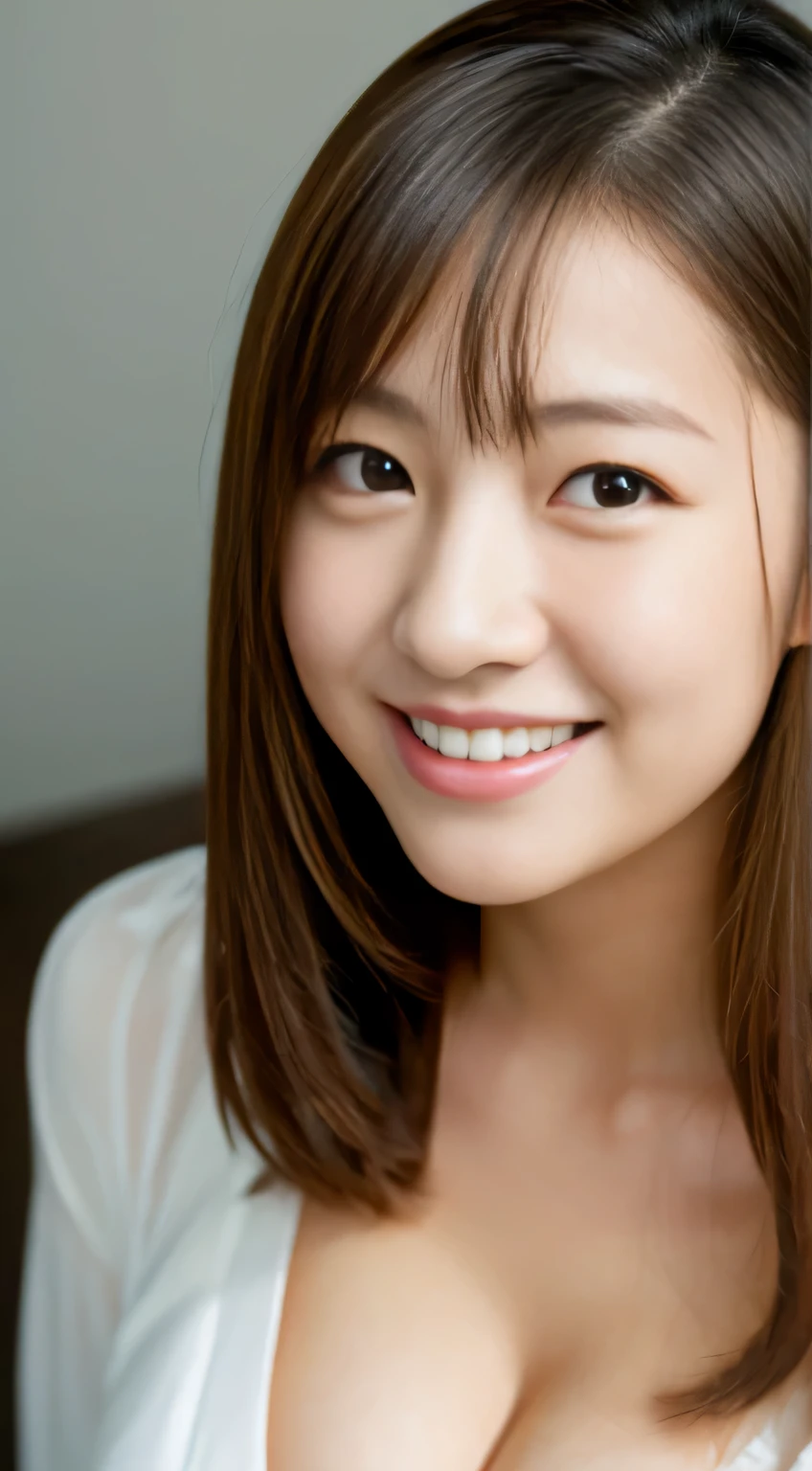masterpiece,best quality,(Japanese ),((Beautiful girl)),cleavage,indoor,(perfect body beauty:1.2),(shy smile),beautiful teeth,