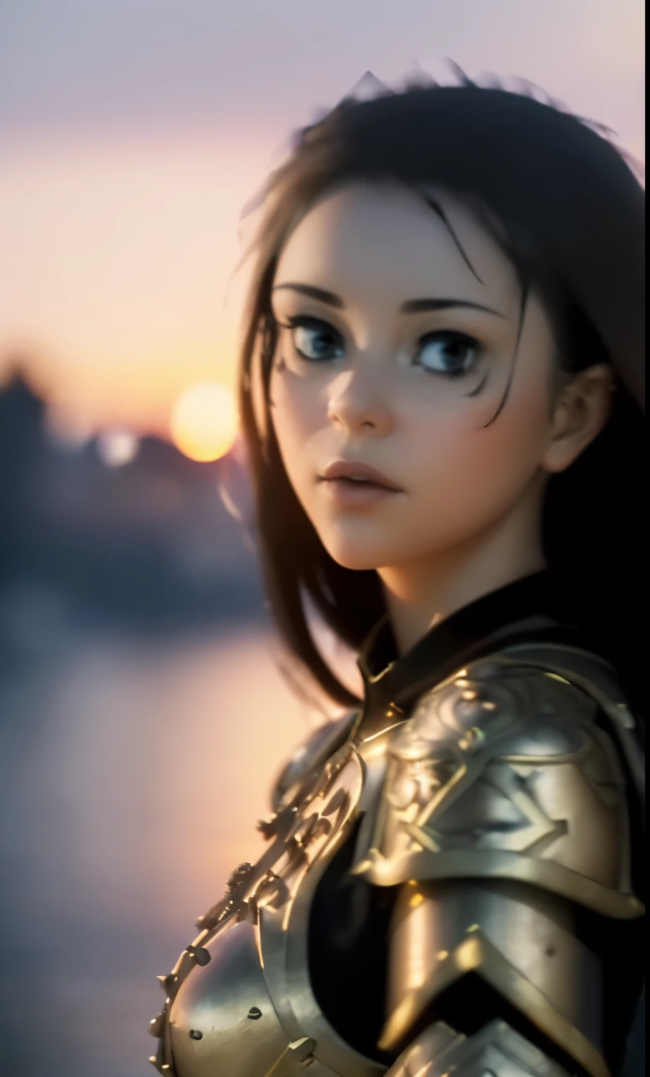 (masterpiece), (extremely intricate:1.3), (realistic), portrait of a girl, the most beautiful in the world, (medieval armor), metal reflections, upper body, outdoors, intense sunlight, far away castle, professional photograph of a stunning woman detailed, sharp focus, dramatic, award winning, cinematic lighting, octane render  unreal engine,  volumetrics dtx, (film grain, blurry background, blurry foreground, bokeh, depth of field, sunset, motion blur:1.3), chainmail