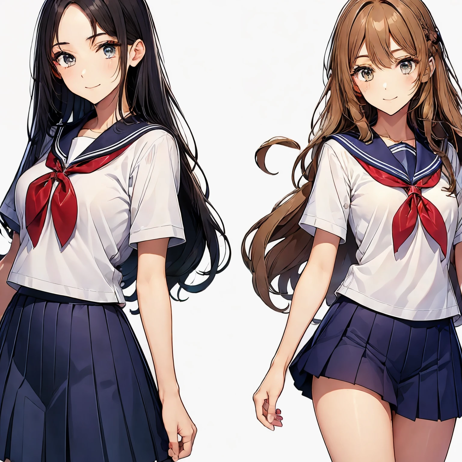 high quality,((2girls,chyuri,cuddle,smile)),Japanese high school student,short sleeve sailor school uniform,