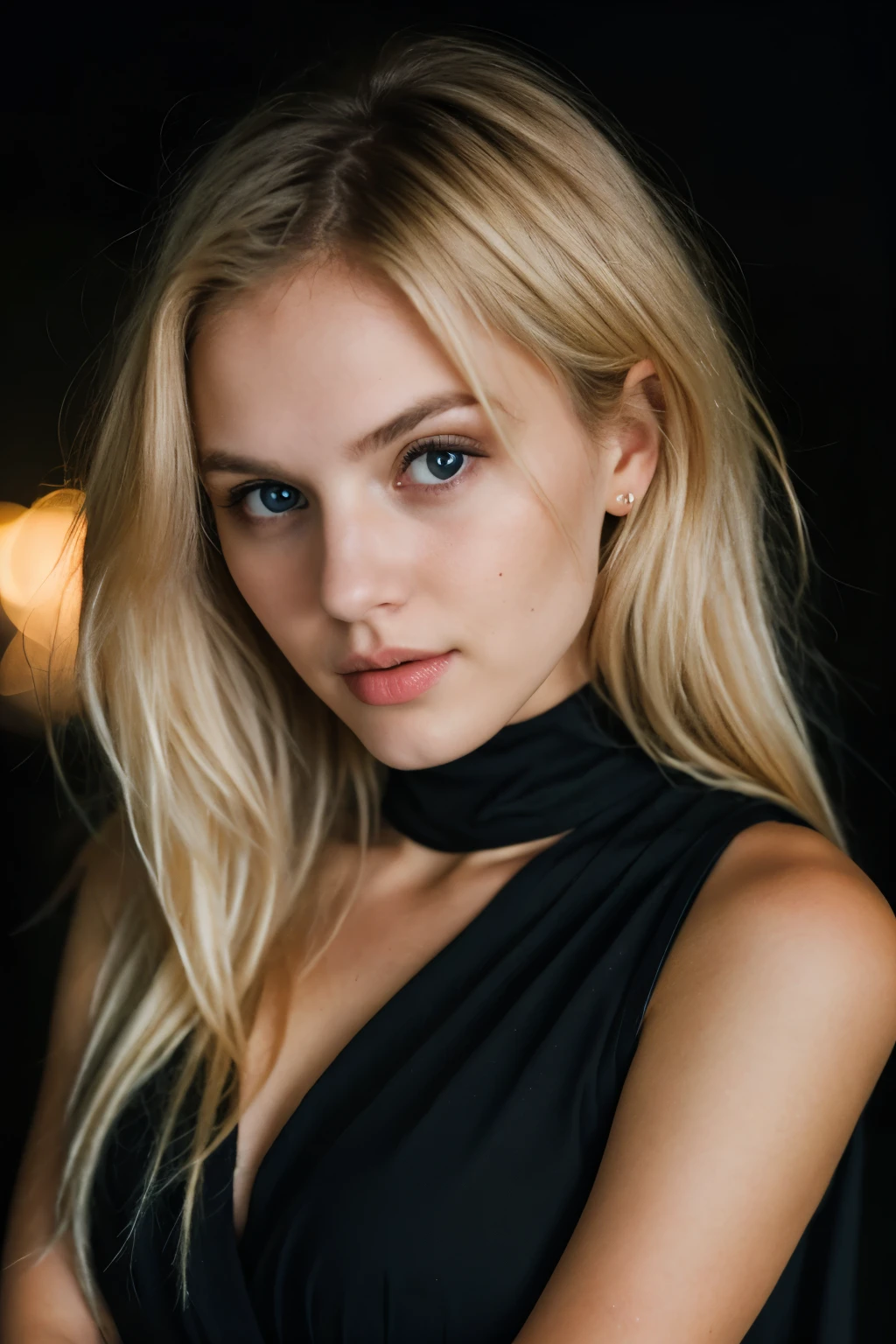 super cute blonde woman in dark theme