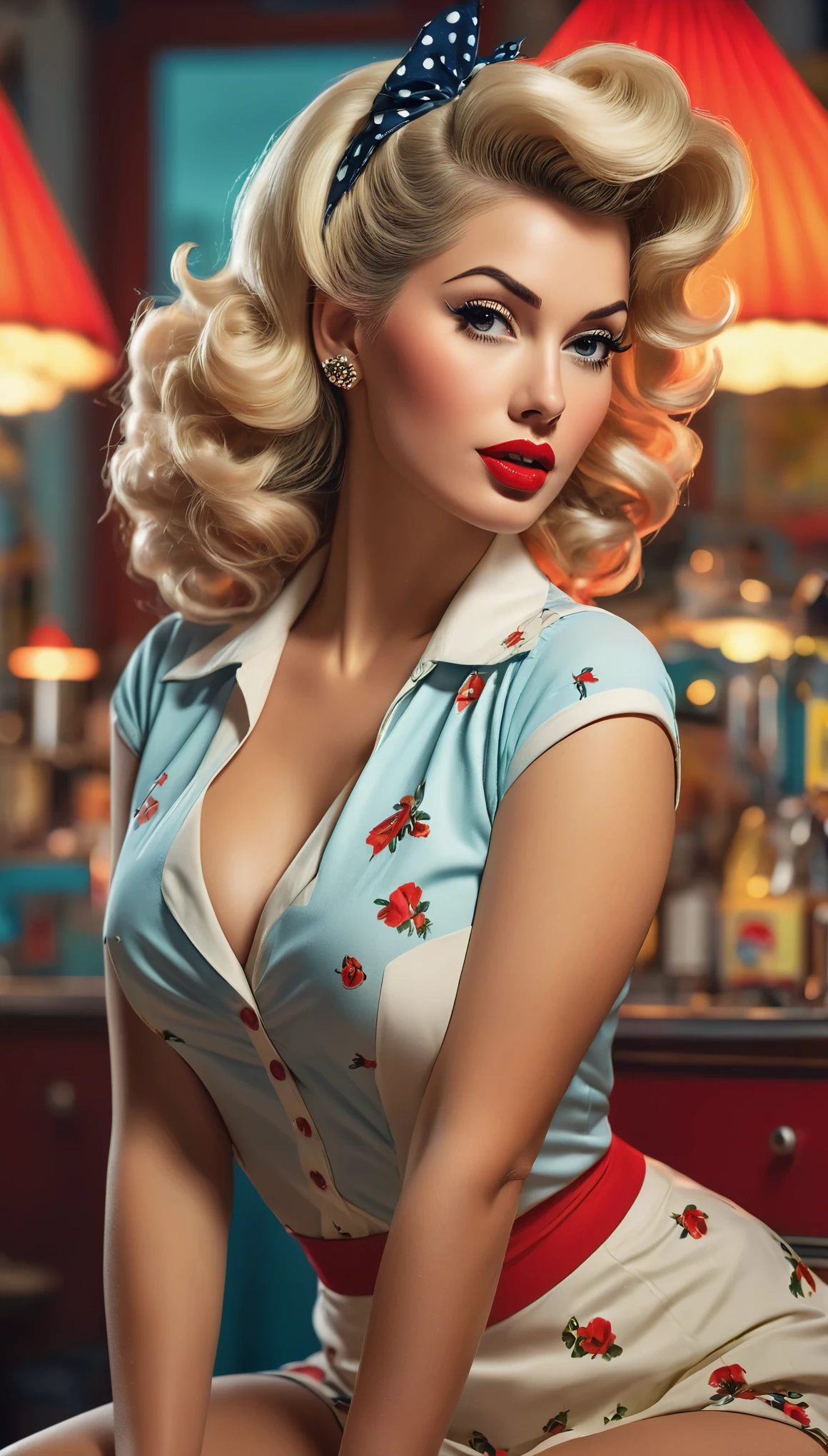 Create imaginative and amazing images demonstrating the style of ((Pin-Up)), hyper realistic, 8k, vibrant colors, sharp crisp image