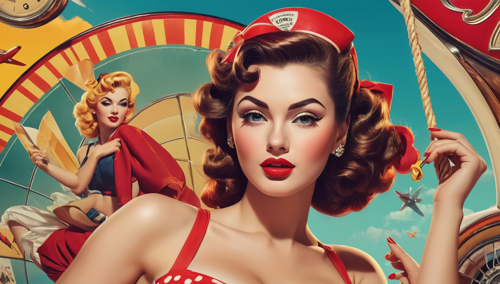 Create imaginative and amazing images demonstrating the style of ((Poster Style Pin-Up)), hyper realistic, 8k, vibrant colors, sharp crisp image