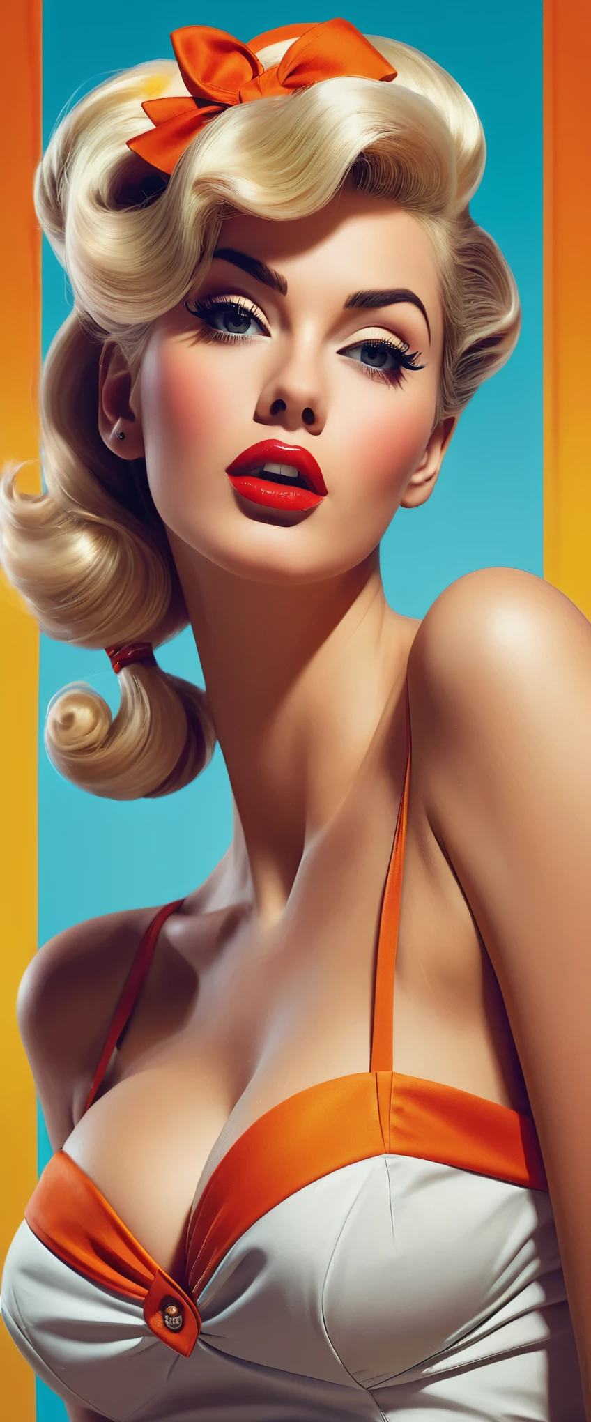 Create imaginative and amazing images demonstrating the style of ((Poster Style Pin-Up)), hyper realistic, 8k, vibrant colors, sharp crisp image