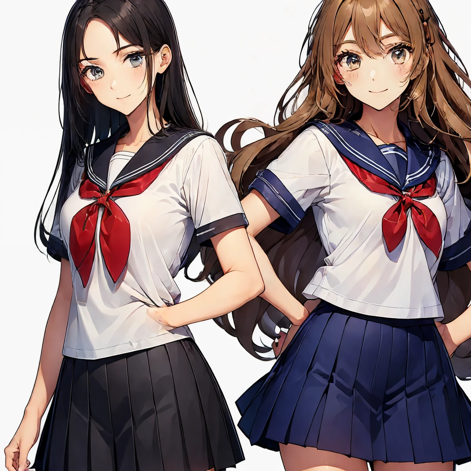 high quality,((2girls,chyuri,cuddle,smile)),Japanese high school student,short sleeve sailor school uniform,