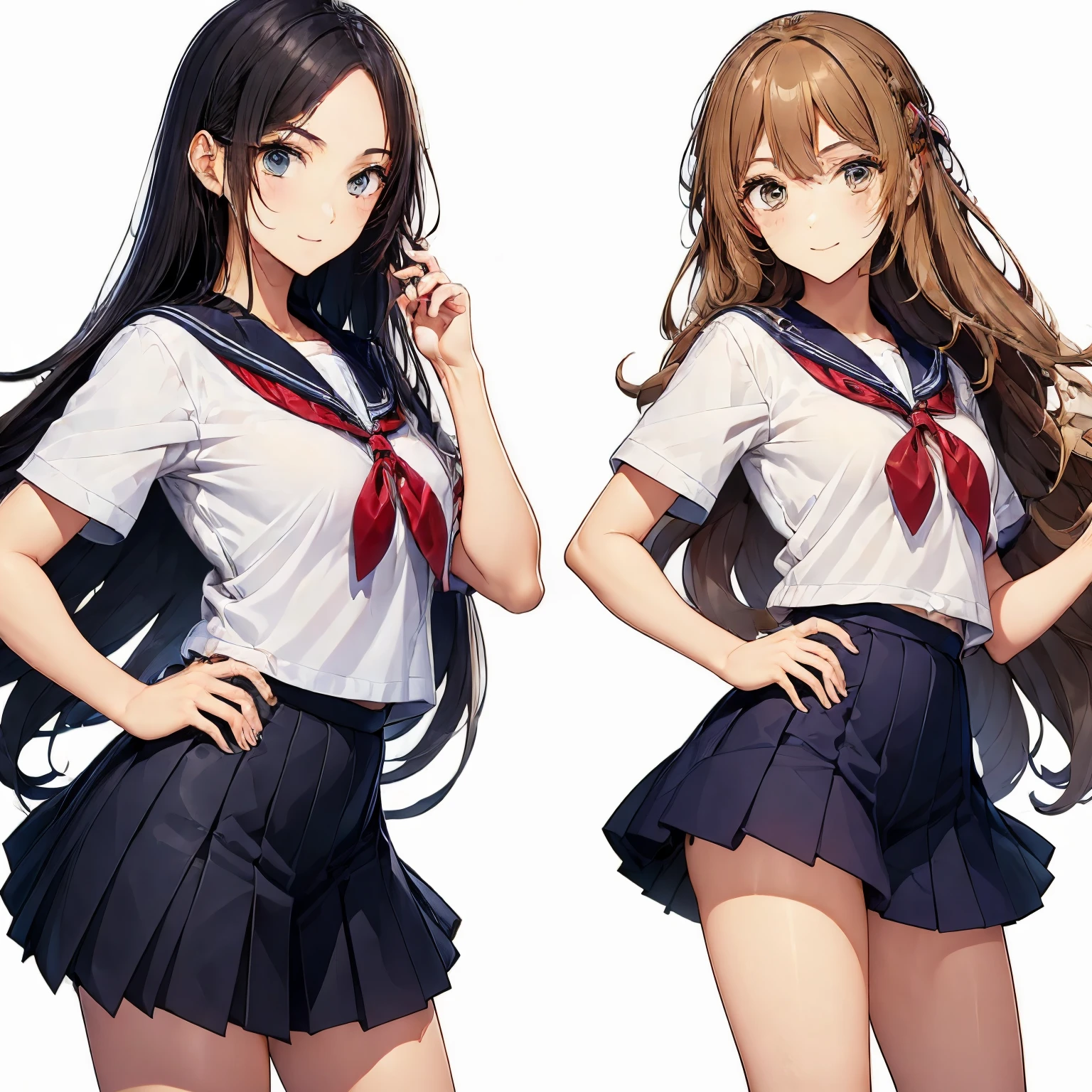 high quality,((2girls,chyuri,cuddle,smile)),Japanese high school student,short sleeve sailor school uniform,