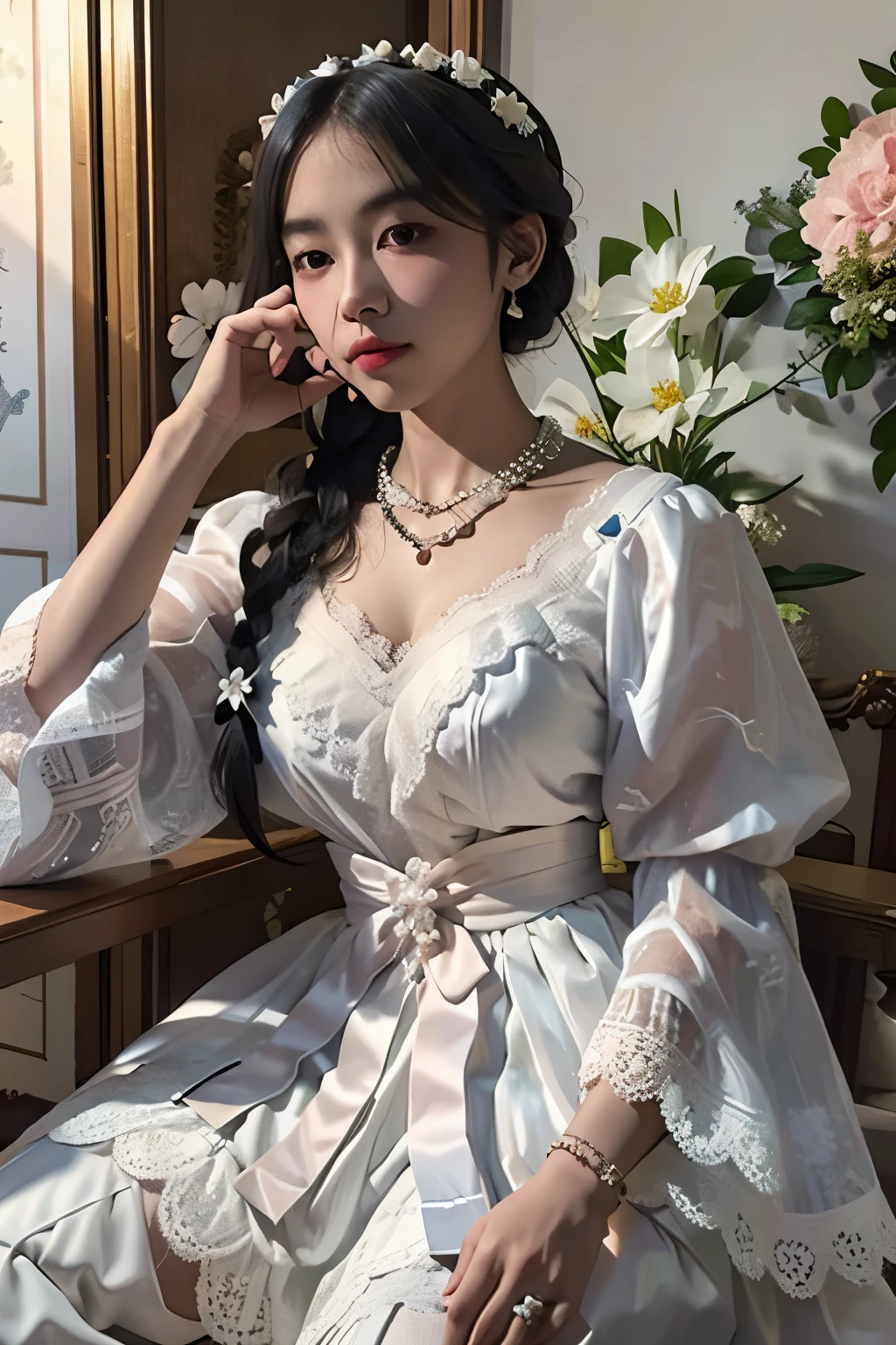 best quality, ultra high res, (photorealistic:1.4), masterpiece, highres, original, extremely detailed wallpaper, 1girl, solo, (<lora:Dress No.10 V2.4 ngmd-000008:1>, ngmd, ngmd \(manaka nemu\)), full body,
