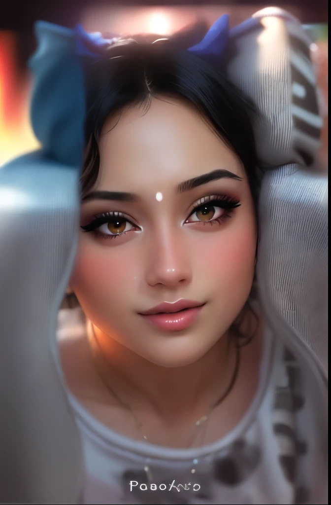 (best quality,4k,8k,highres,masterpiece:1.2),ultra-detailed,(realistic,photorealistic,photo-realistic:1.37),sexy woman,black hair, seductive eyes, intense gaze, mouth parted, deep blush, flustered, beautiful face, amazing makeup, off shoulder t-shirt, vibrant colors, soft lighting
