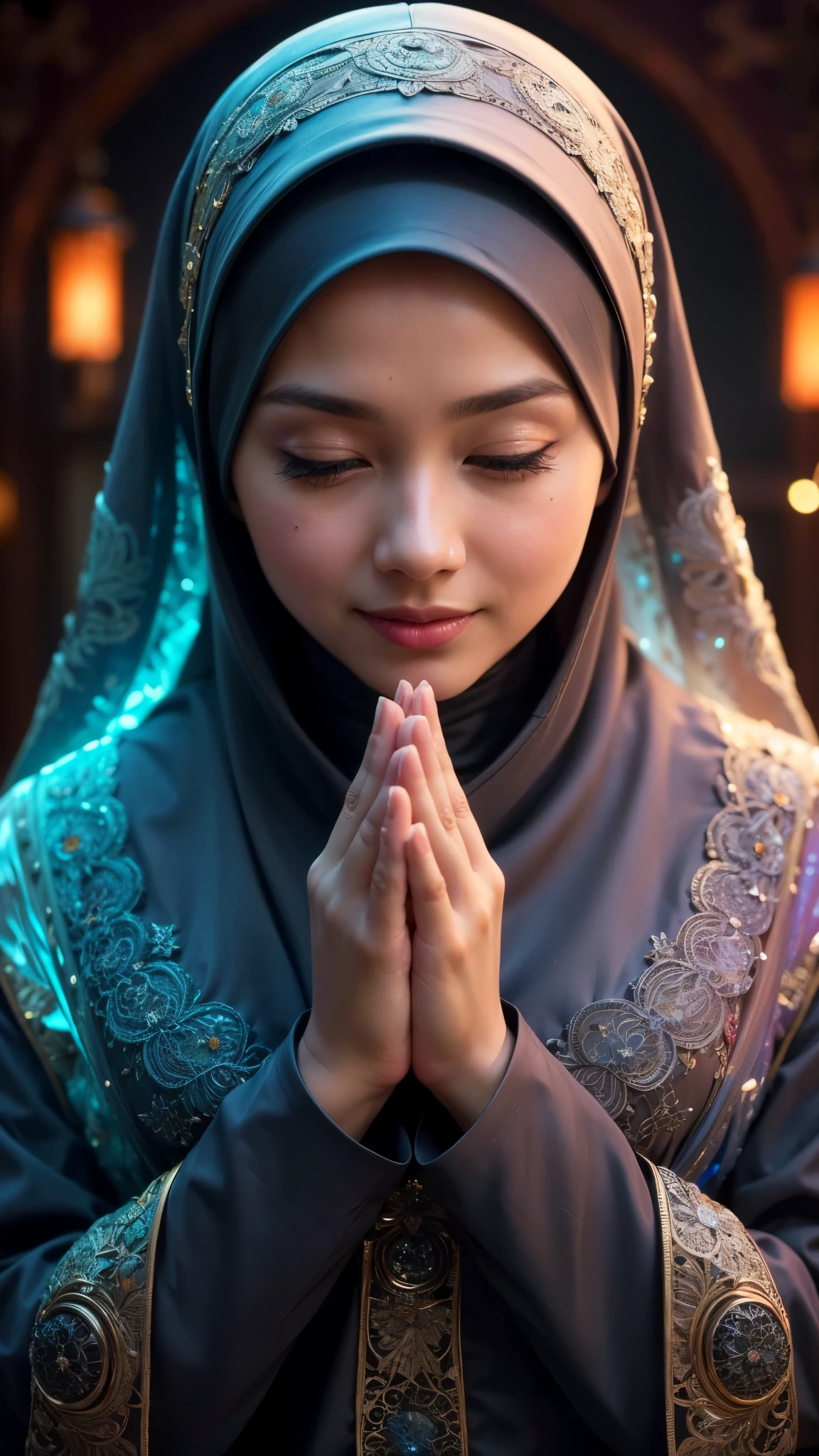 masterpiece, (ultra-high-definition portrait:1.4), Realistic, extremely detailed, CG unified, 8k, Clean lines, highly detailed, High-definition, raw color photos, she is smiling, Realistic portrait, Cinematic Light, Beautiful detailed, 1hijabgirl indonesian, (165cm tall, big breasts with very very tight clothes:1.5), Beautiful big breasts, breasts details, very tight, (Biggorgeous eyes, Soft smile with lovely look:1.5), (Fine face:1.4), Close up of a girl in Beautiful clothes with errcted nipple, biggorgeous eyes, Soft smile, scarf, (Beautiful Tight Clothing with curvaceous body:2), pose 4 of 1 6, Undress, No bra, (nipples that are clearly sticking out detail:1.2), Outdoors, high intricate detailed, float, cum on, Sense of truth, beautiful landscape forest, sexy lighting,