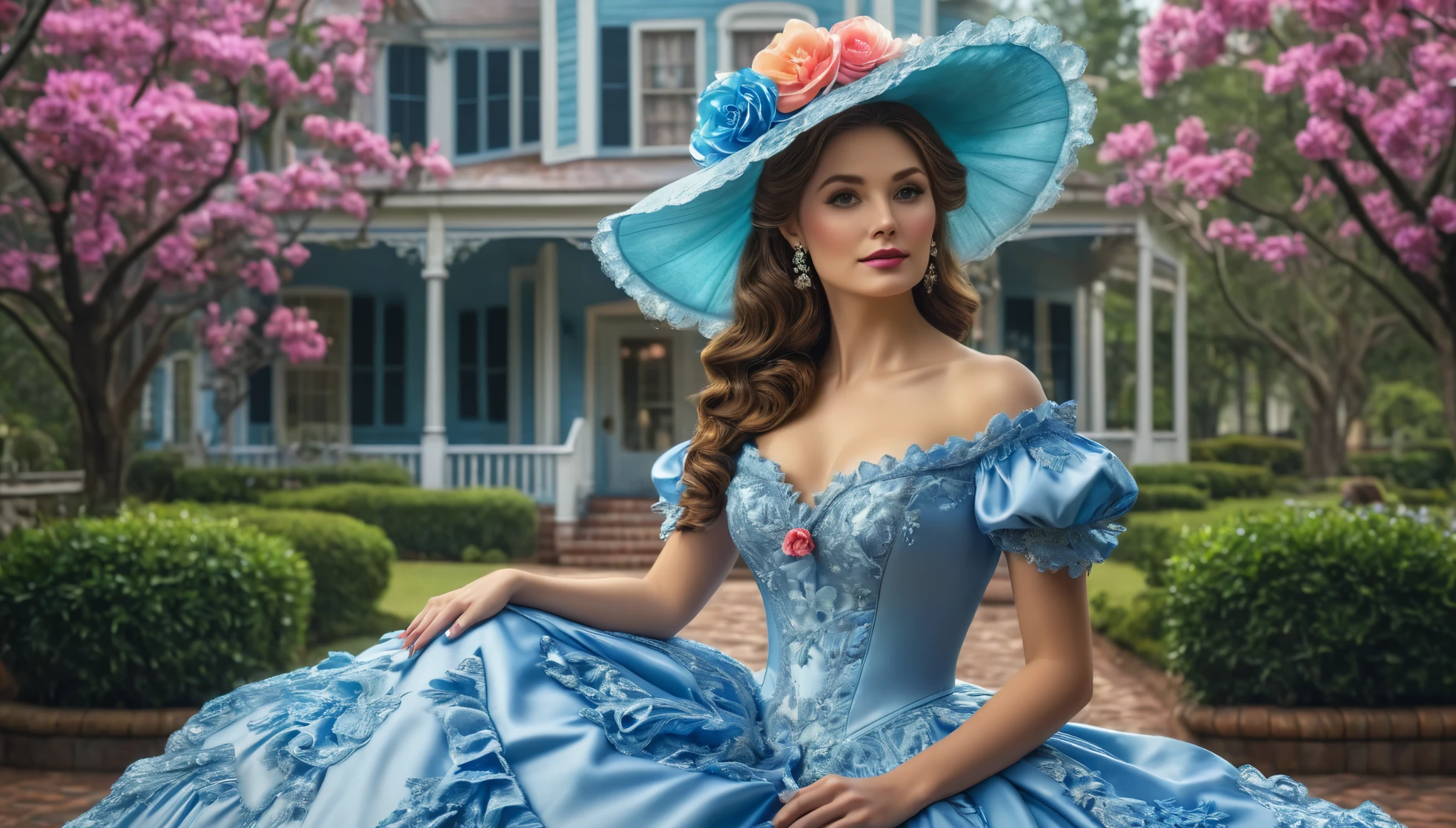 Create imaginative and amazing images demonstrating the style of ((Southern Belle)), hyper realistic, 8k, vibrant colors, sharp crisp image