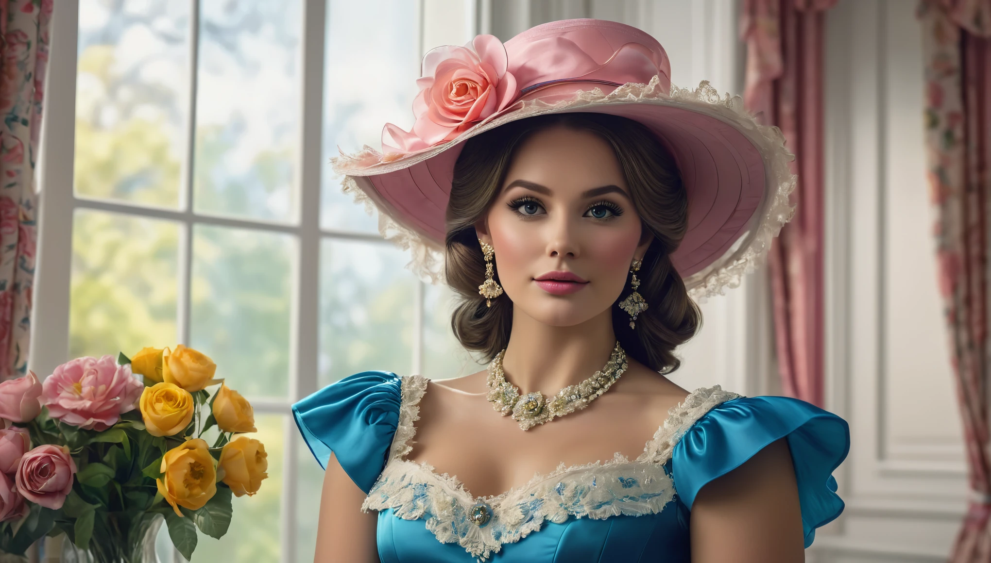 Create imaginative and amazing images demonstrating the style of ((Southern Belle)), hyper realistic, 8k, vibrant colors, sharp crisp image