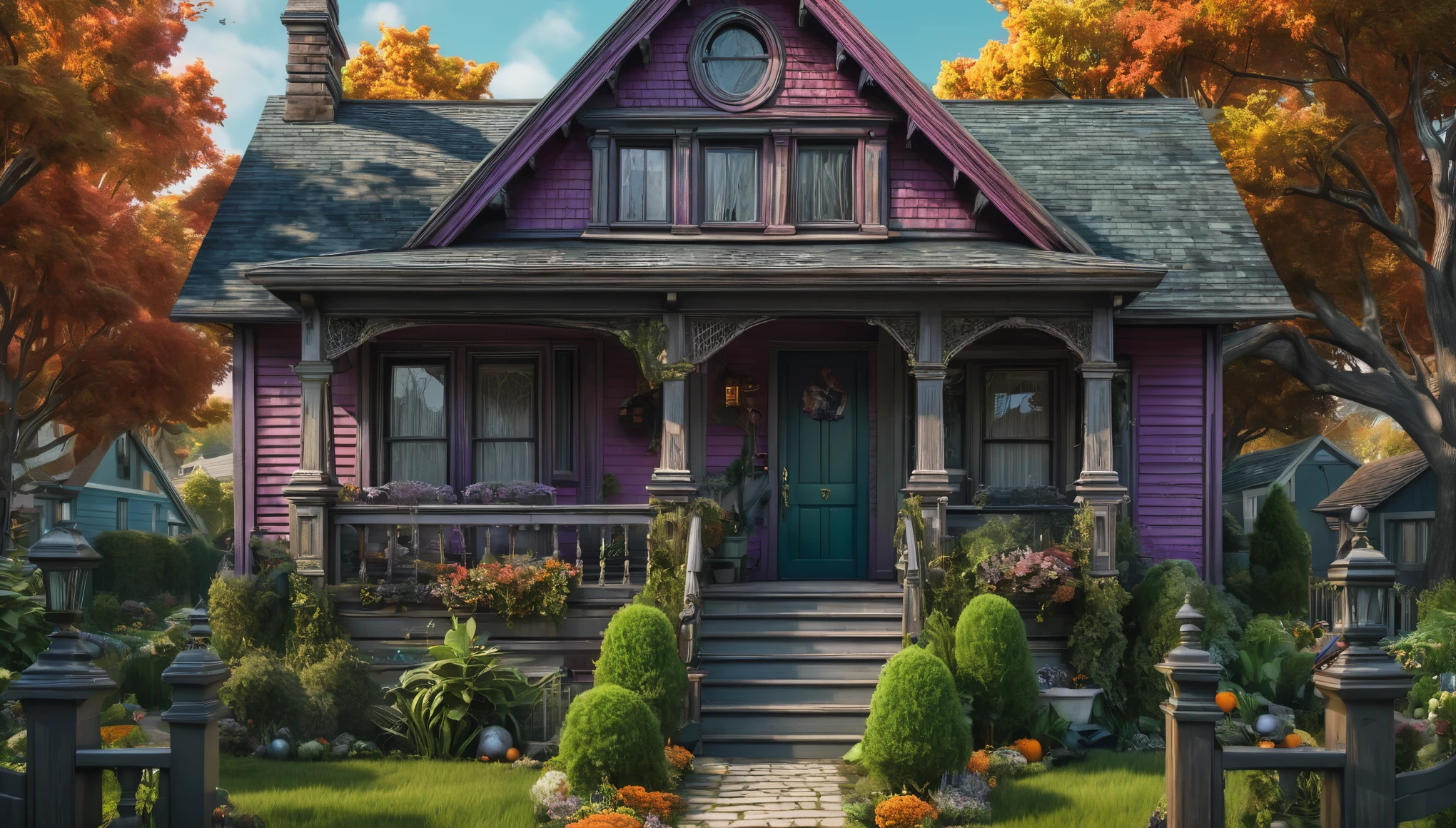 Create imaginative and amazing images demonstrating the style of ((Suburban Gothic)), hyper realistic, 8k, vibrant colors, sharp crisp image