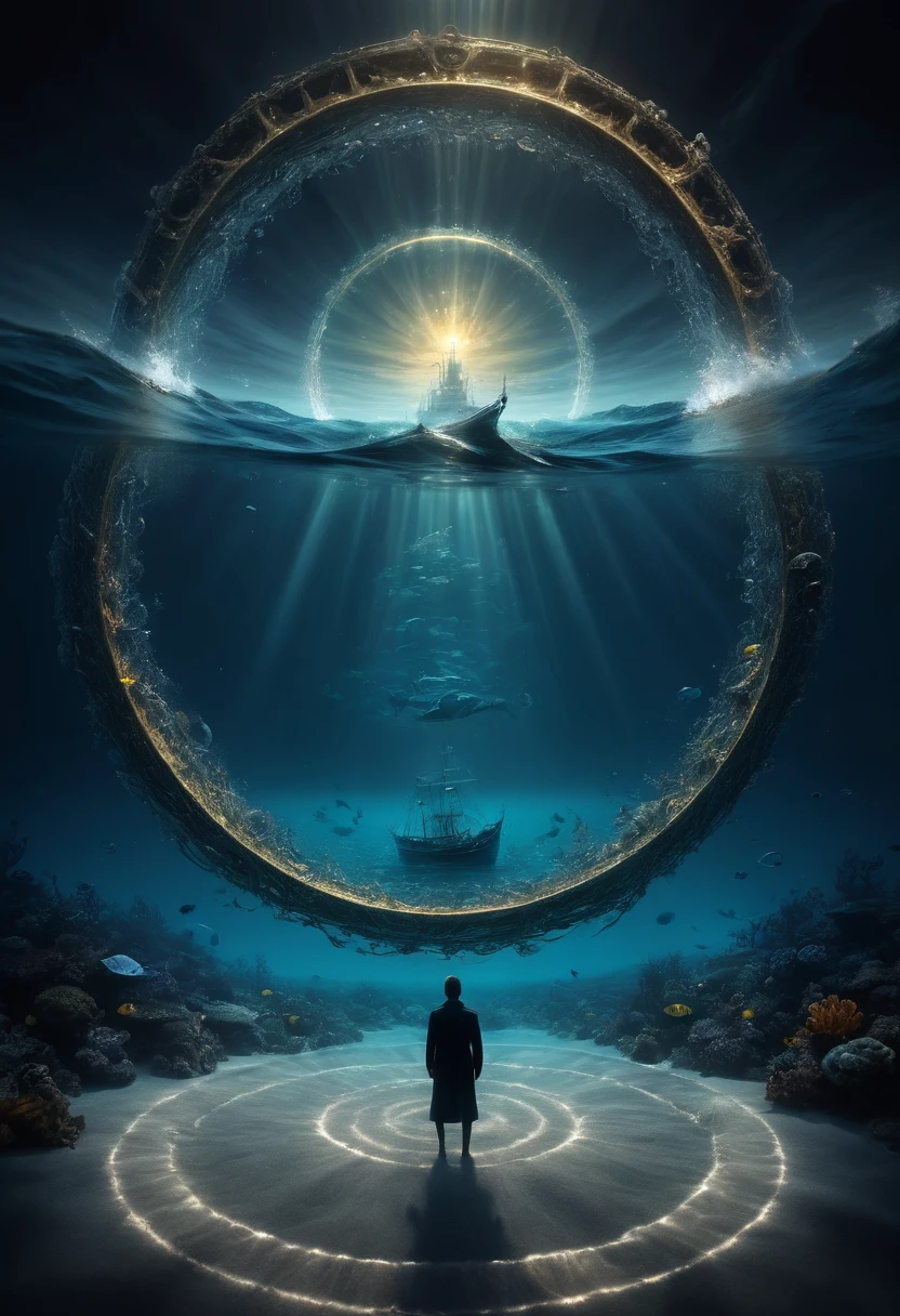 Magic Circle under deep sea, by Josh Adamski, best quality, masterpiece, 8k, Representative work, official art, Professional, Ultra intricate detailed