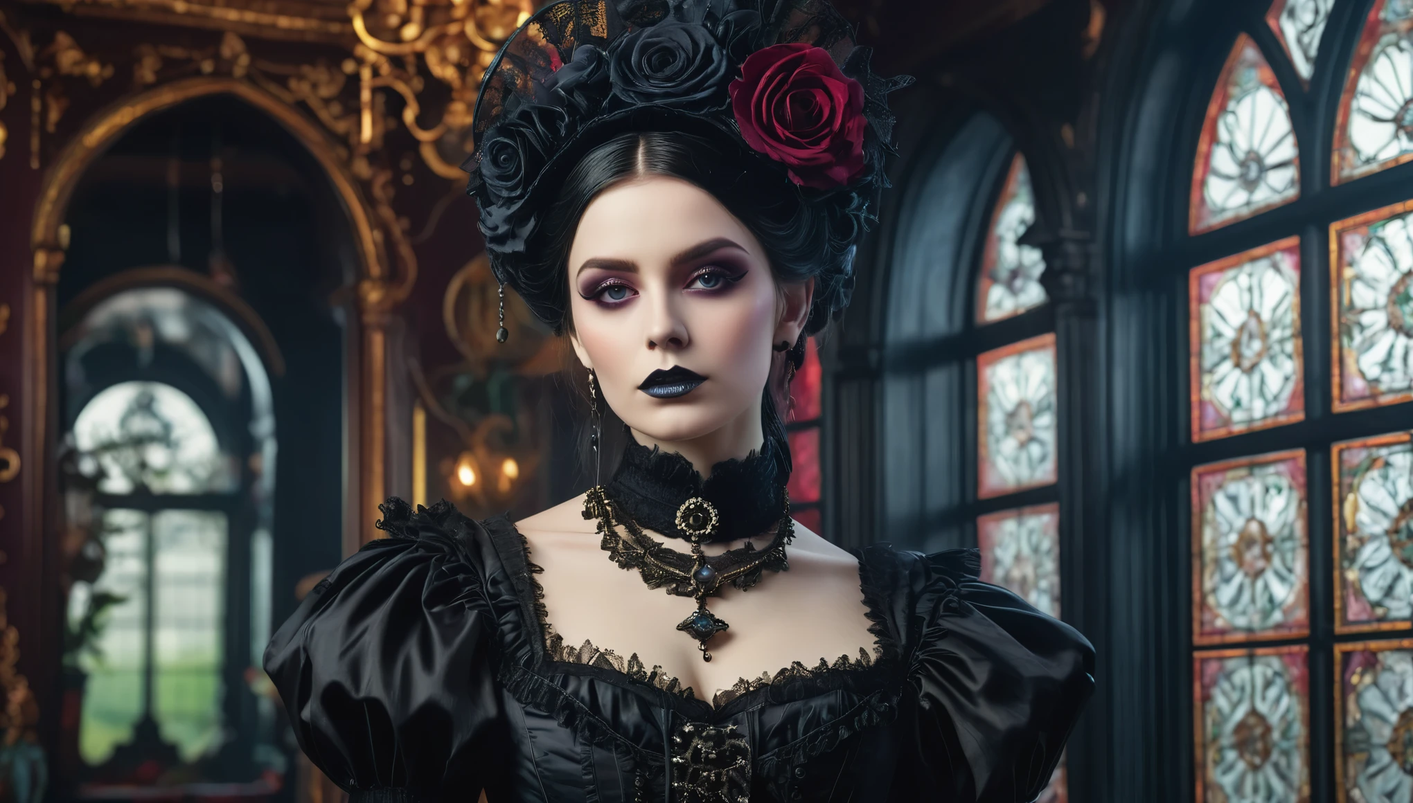 Create imaginative and amazing images demonstrating the style of ((Victorian Goth)), hyper realistic, 8k, vibrant colors, sharp crisp image
