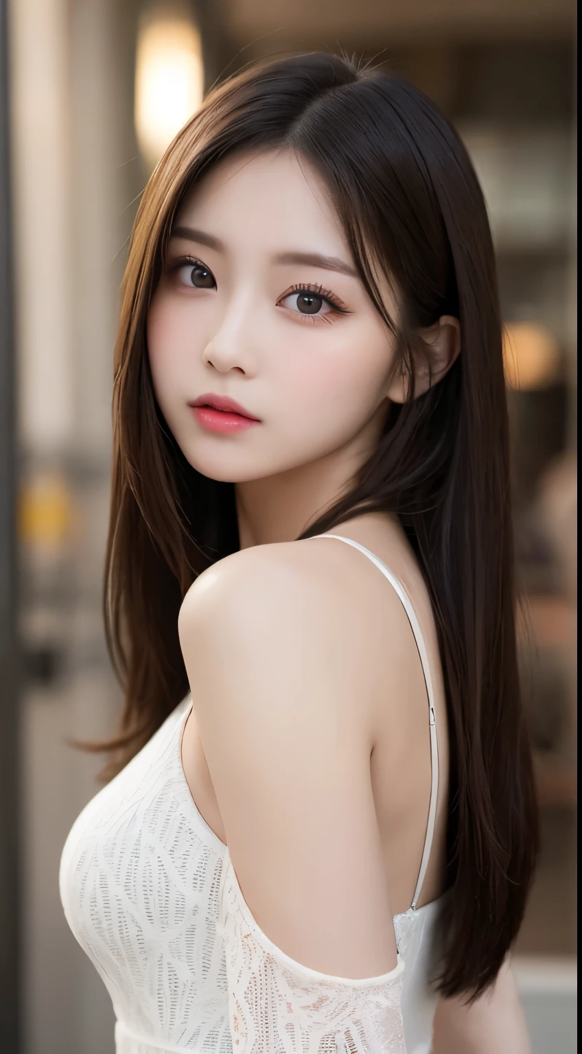 table top, highest quality, shape, Super detailed, finely, High resolution, 8k wallpaper, 完璧なダイナミックな構shape, beautiful and detailed eyes, gorgeous spring clothes,beautiful straight hair,small breasts,natural color lip, 20 year old girl、cute、sexy shot looking at camera,Always blur the background,perfect and beautiful face,beautiful and detailed face、slim face and style,Big eyes、do gal makeup,real photos（best image quality）、sexy face、fashion model pose、Stand far away from the camera and take a full body photo