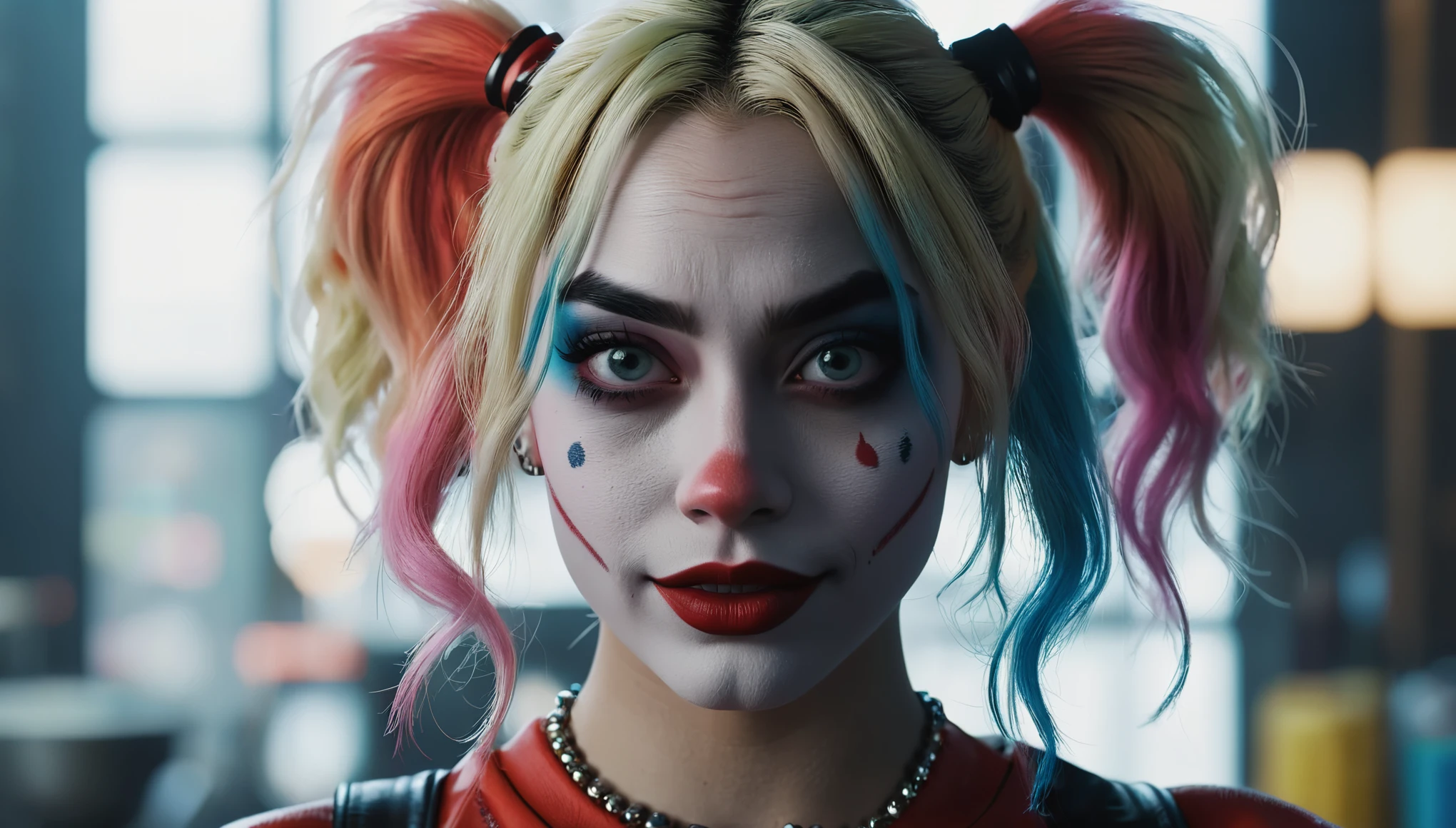 Create imaginative and amazing images demonstrating the style of ((Harley Quinn)), hyper realistic, 8k, vibrant colors, sharp crisp image