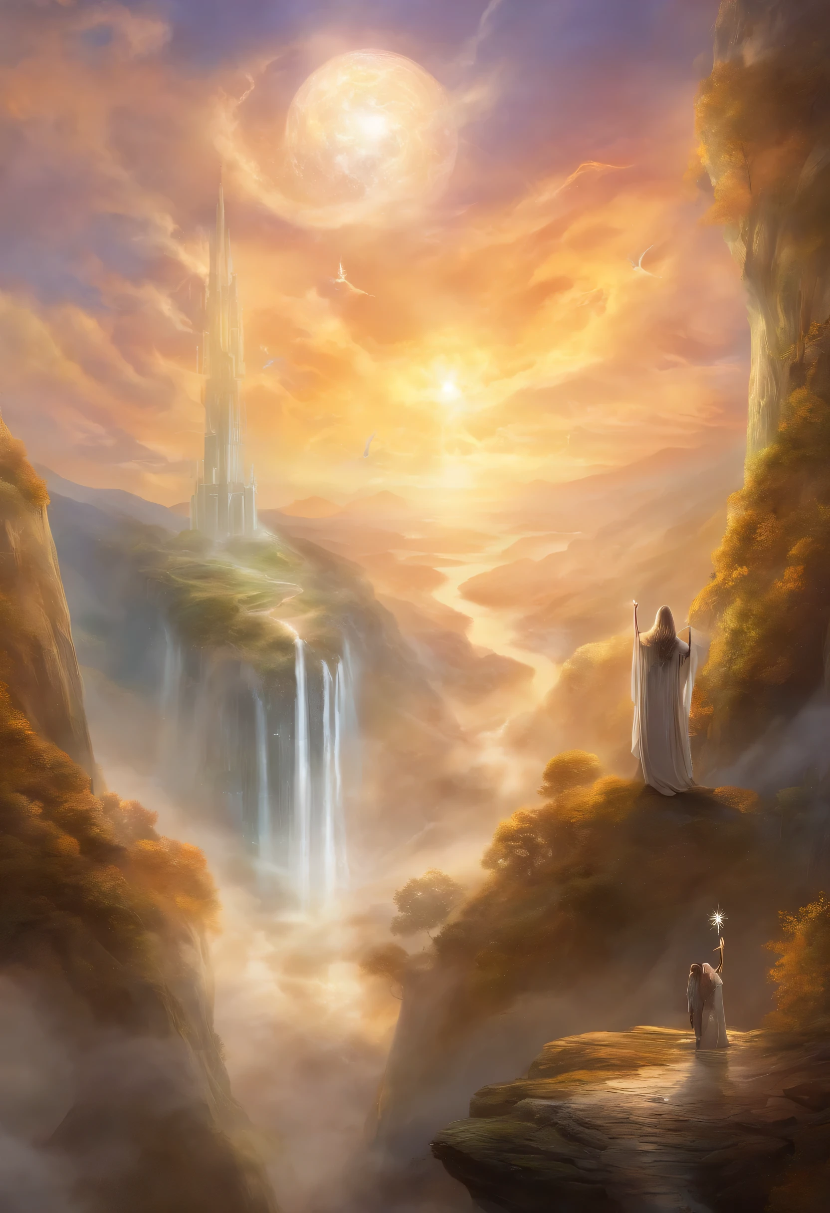 Kingdom in Heaven, celestial, ouro e prata, brilho, divindade, nuvens, sol,