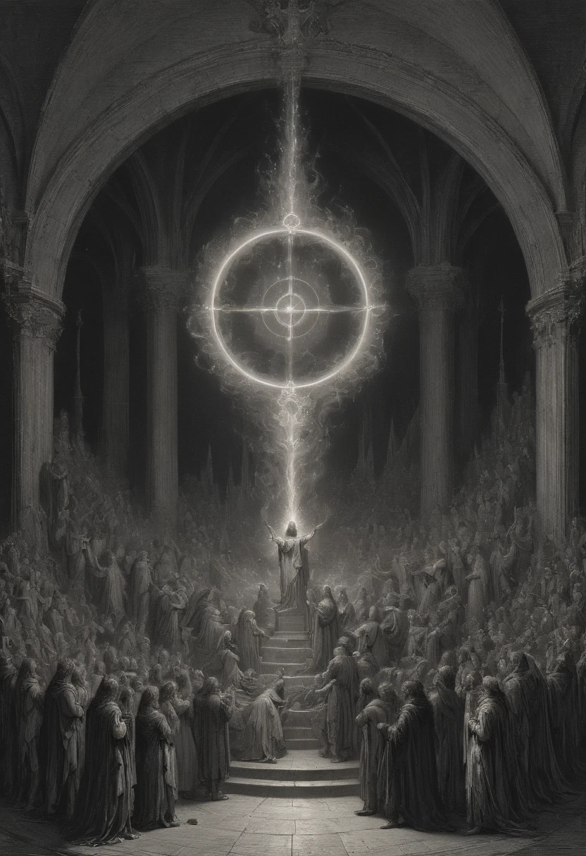 Magic Circle by Gustave Doré, best quality, masterpiece, 8k, Representative work, official art, Professional, Ultra intricate detailed