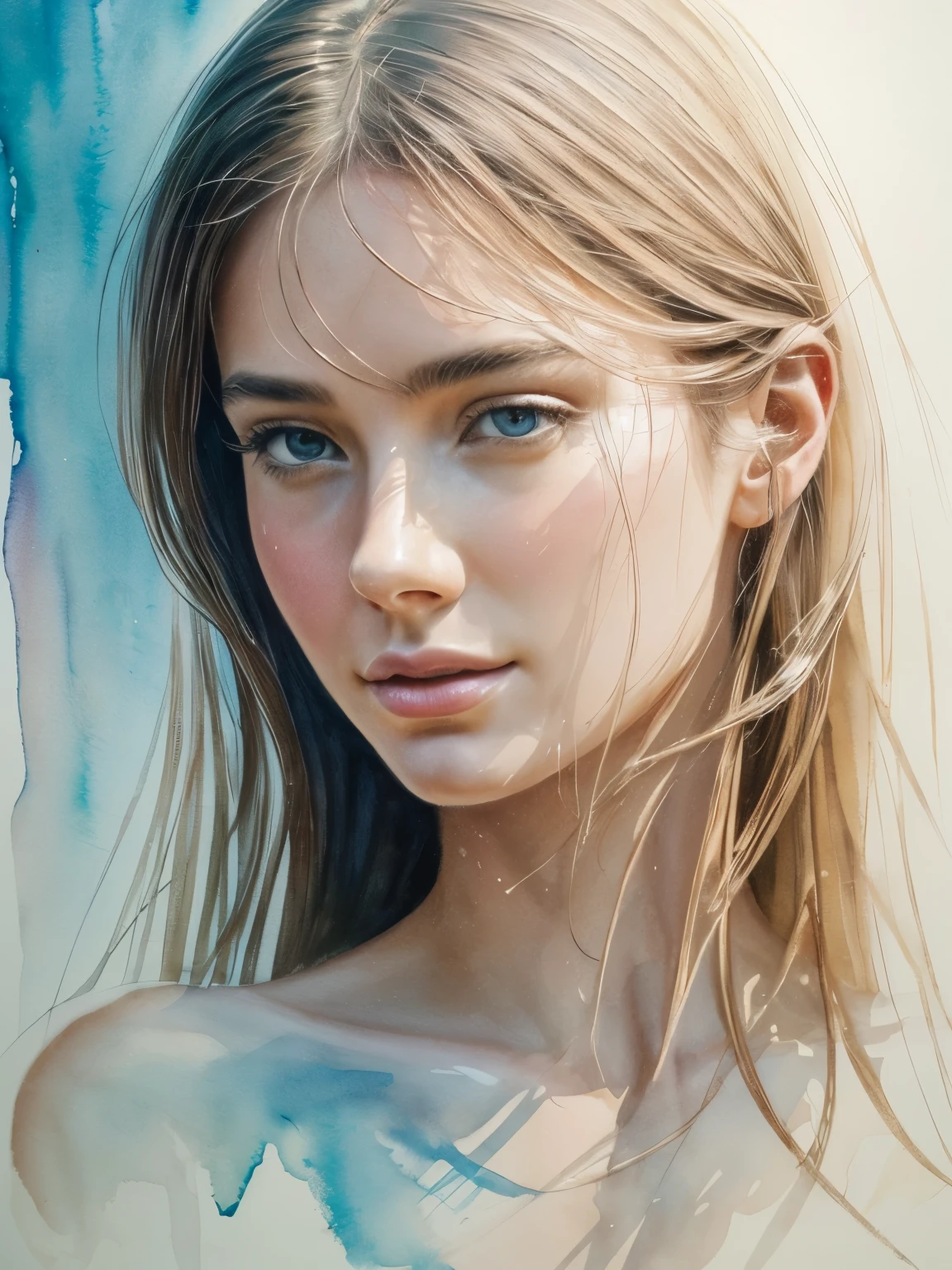 (best quality,4k,8k,highres,masterpiece:1.2),ultra-detailed,(realistic,photorealistic,photo-realistic:1.37),watercolor,painting, woman figures,portrait,traditional medium,brushstrokes, woman anatomy,subtle tones,delicate washes,vivid colors,masterful shading,expressive eyes,soft,blended edges,dynamic composition,human emotion,realistic skin texture,translucent layers,wet-on-wet technique,loose and flowing,organic forms,naturalistic details,ethereal atmosphere,graceful poses,richly pigmented,subtle gradients,dramatic highlights and shadows,luminous hues,tactile textures,contemplative mood,simple yet powerful,harmonious combination,natural light,splashes of vibrant colors,meticulous attention to detail,artistic vision,emotional depth,sublime beauty,artistic expression