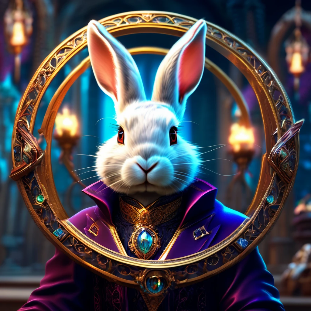 (Magic Circle:1.5), aesthetic, extremely detailed, Detailed portrait of rabbit magician, Digital art, art station, concept art, HD, 8k resolution, fantasy art, detailed matte painting, deep color, fantastical, intricate detail, splash screen, complementary colors, fantasy concept art, 8k resolution trending on Artstation Unreal Engine 5