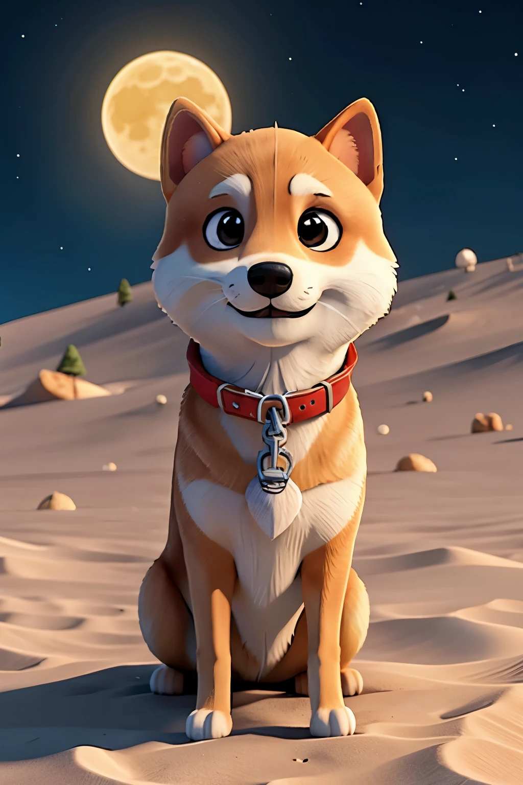 Shiba doge Playing on the moon